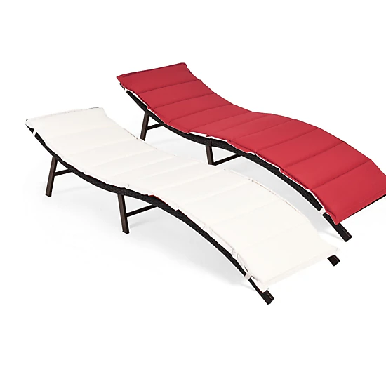 LJG 2Pcs Folding Patio Lounger Chair