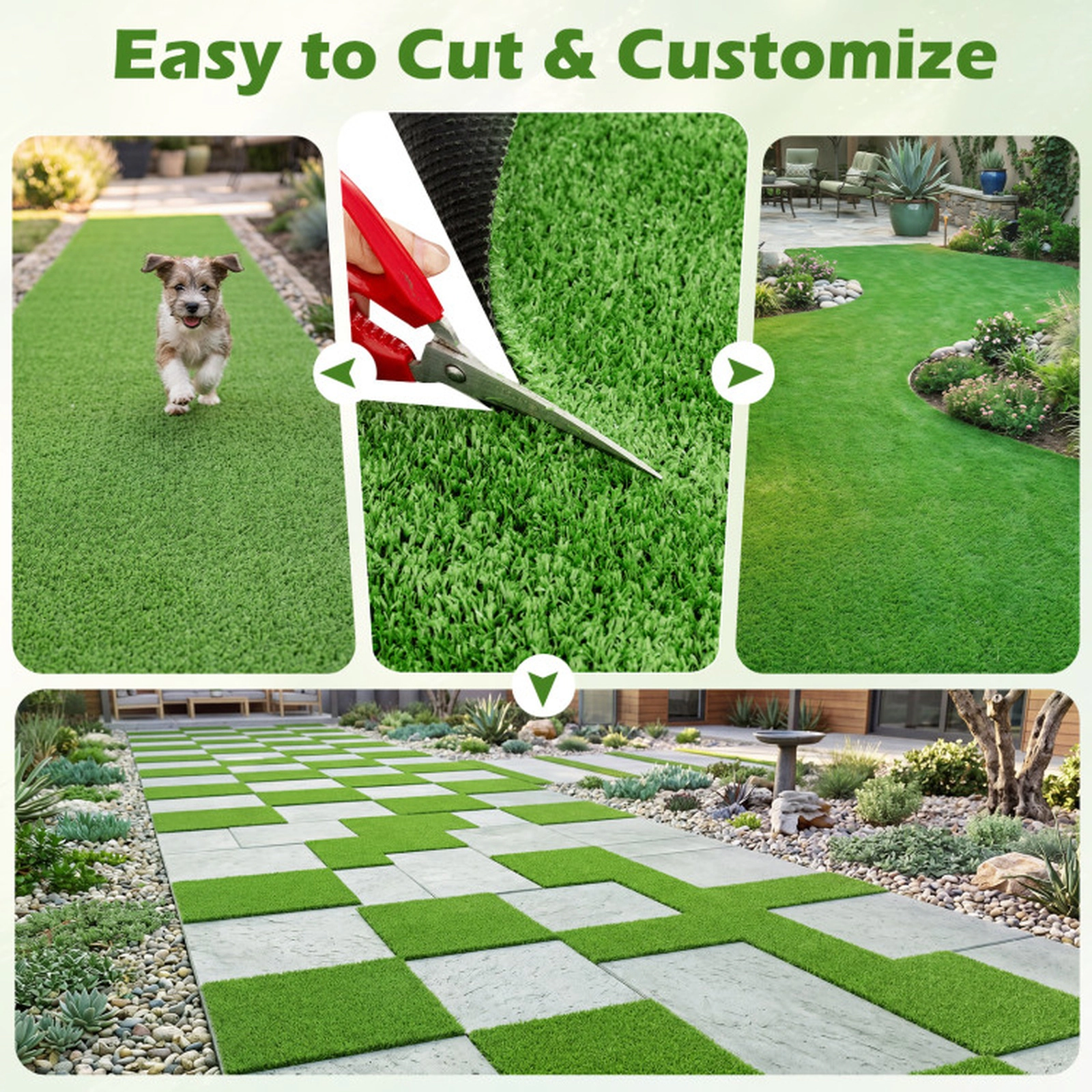 SUGIFT Low 0.3-in Pile Artificial Turf Rug 8 x 5ft Green