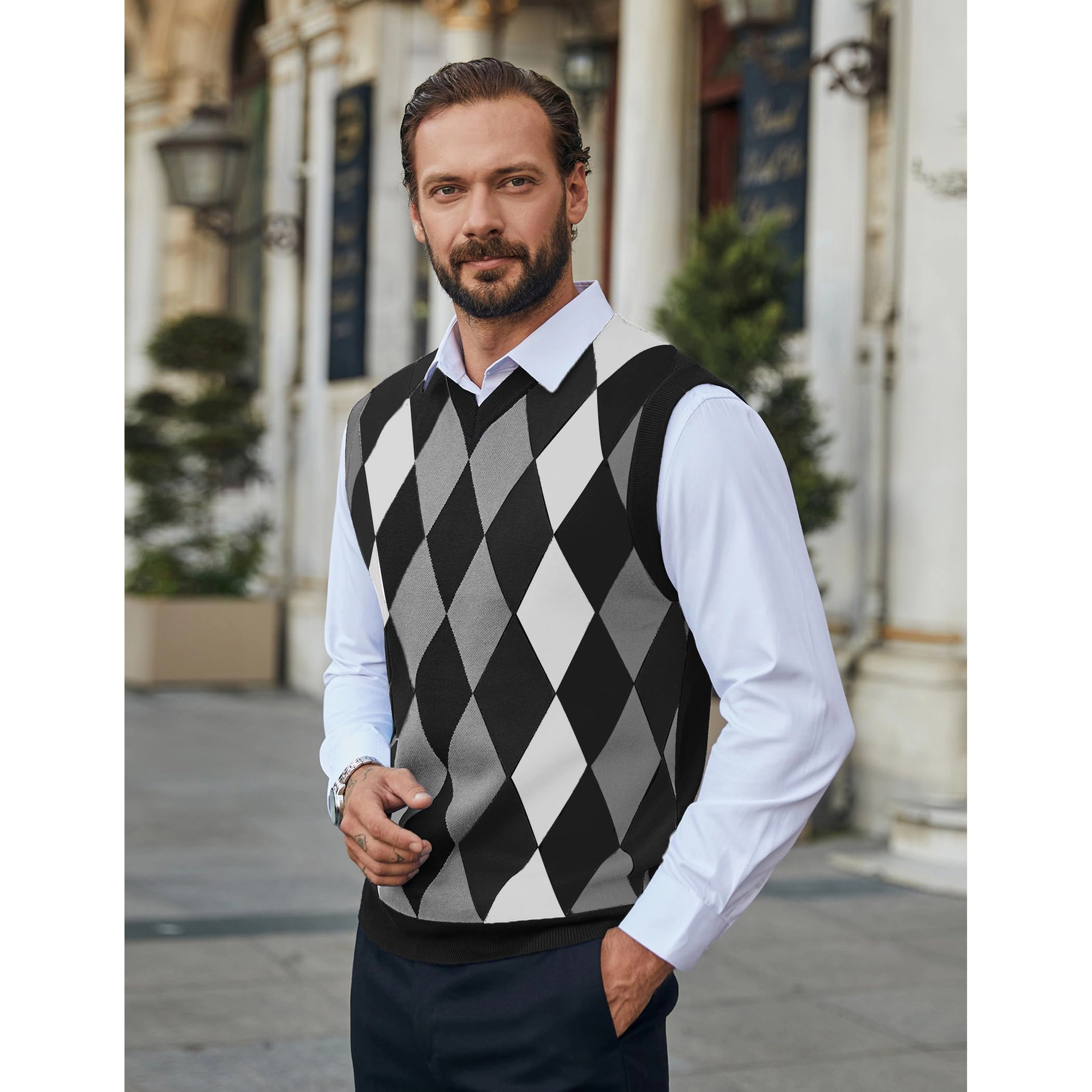 COOFANDY Men's Regular Fit V Neck Sleeveless Sweater Vest