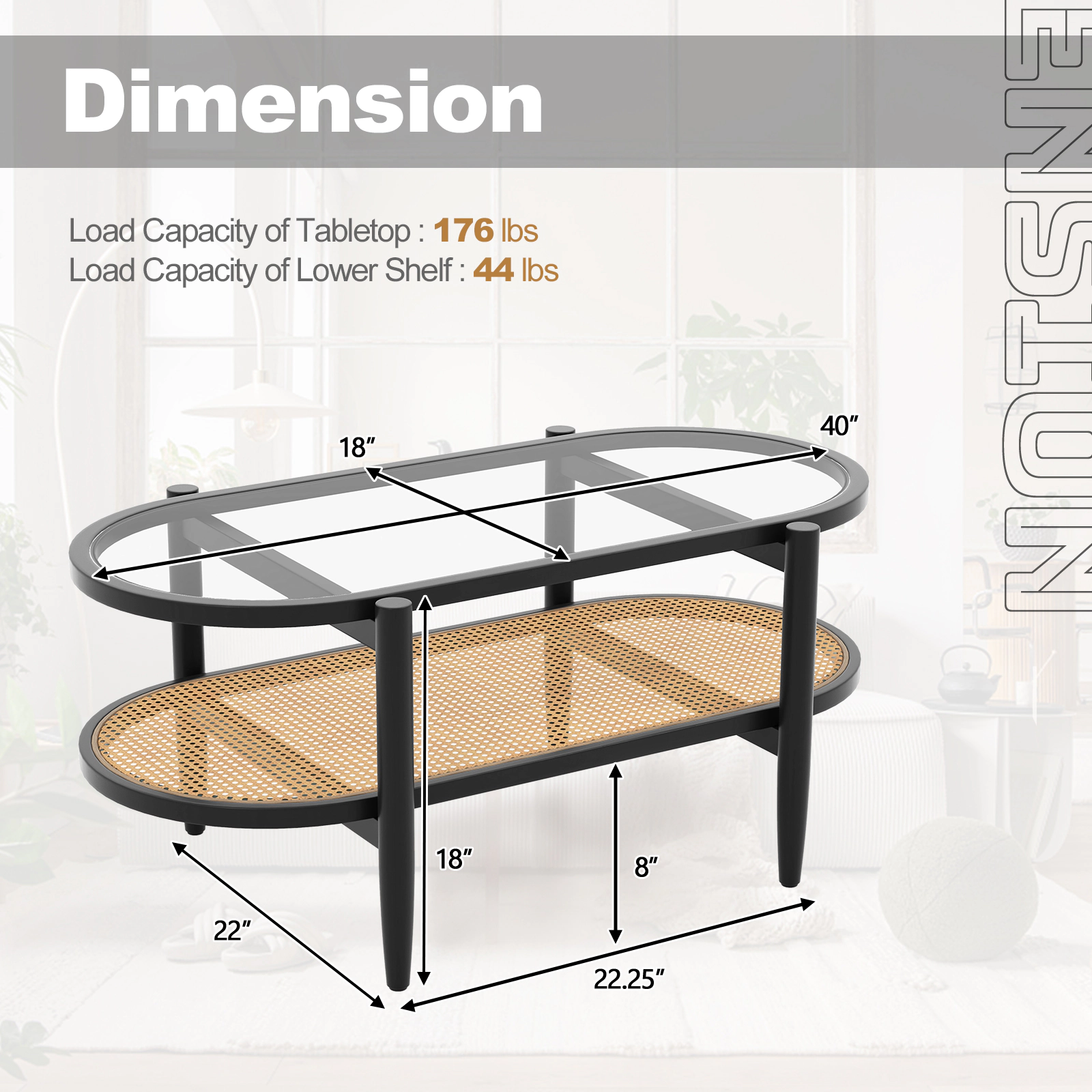 SUGIFT 2-Tier Acacia Wood Coffee Table with Tempered Glass Tabletop 176-lb Tabletop Capacity Brown/Black