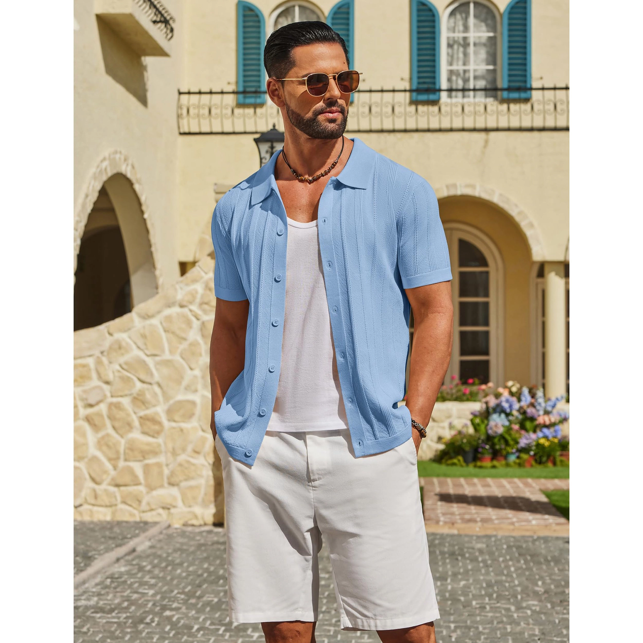 COOFANDY Men's Regular Fit Short Sleeve Knit Polo Shirt