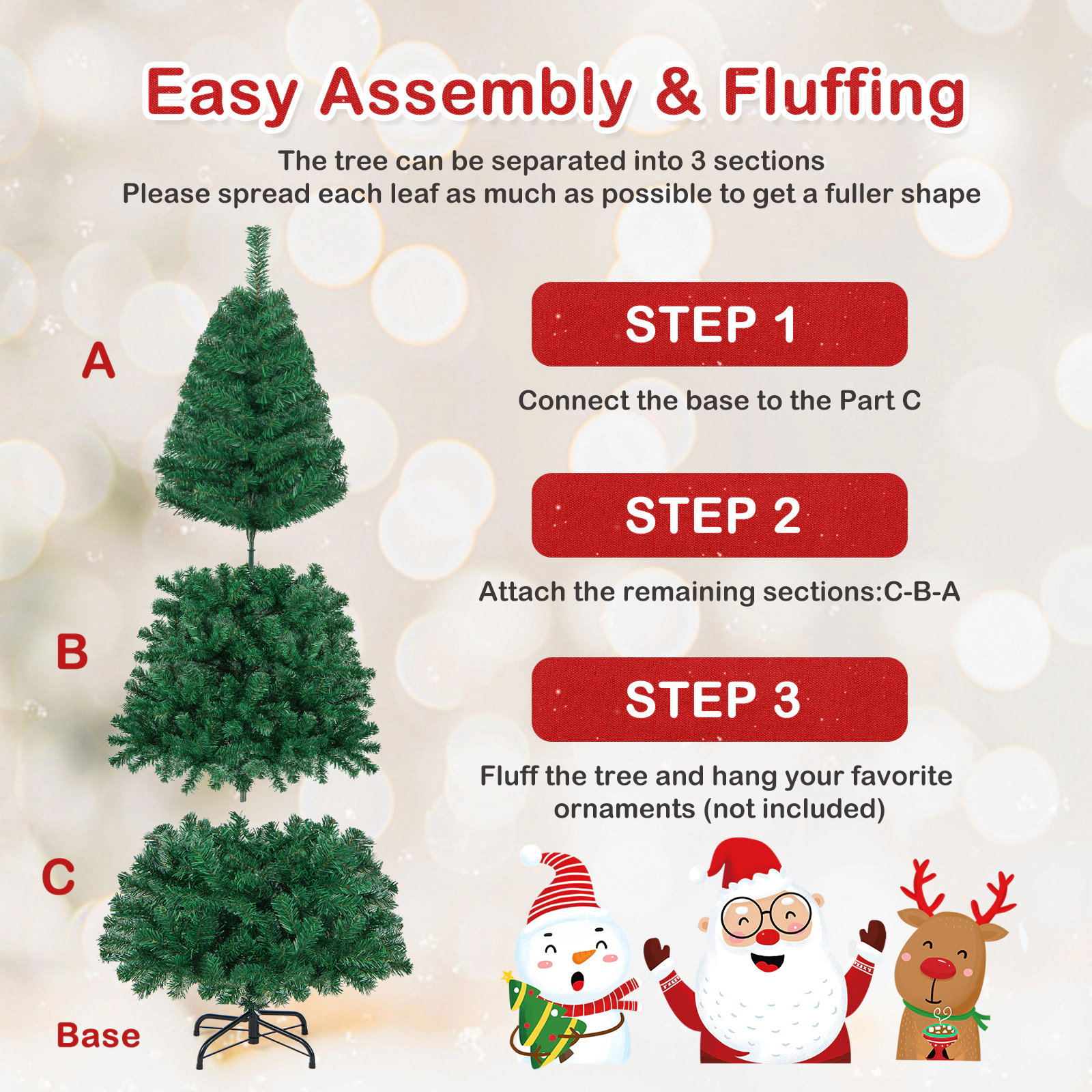 Glintex 6-Ft Artificial Christmas Tree with 650 Tips and Metal Stand, Green