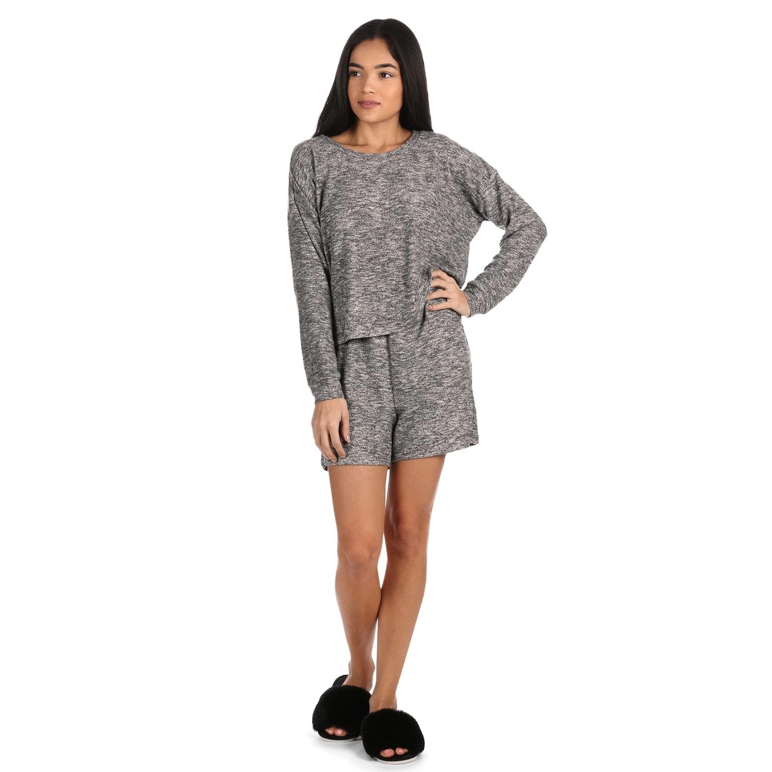MeMoi Women's Hacci Matching Short and Long Sleeve Pajama Set