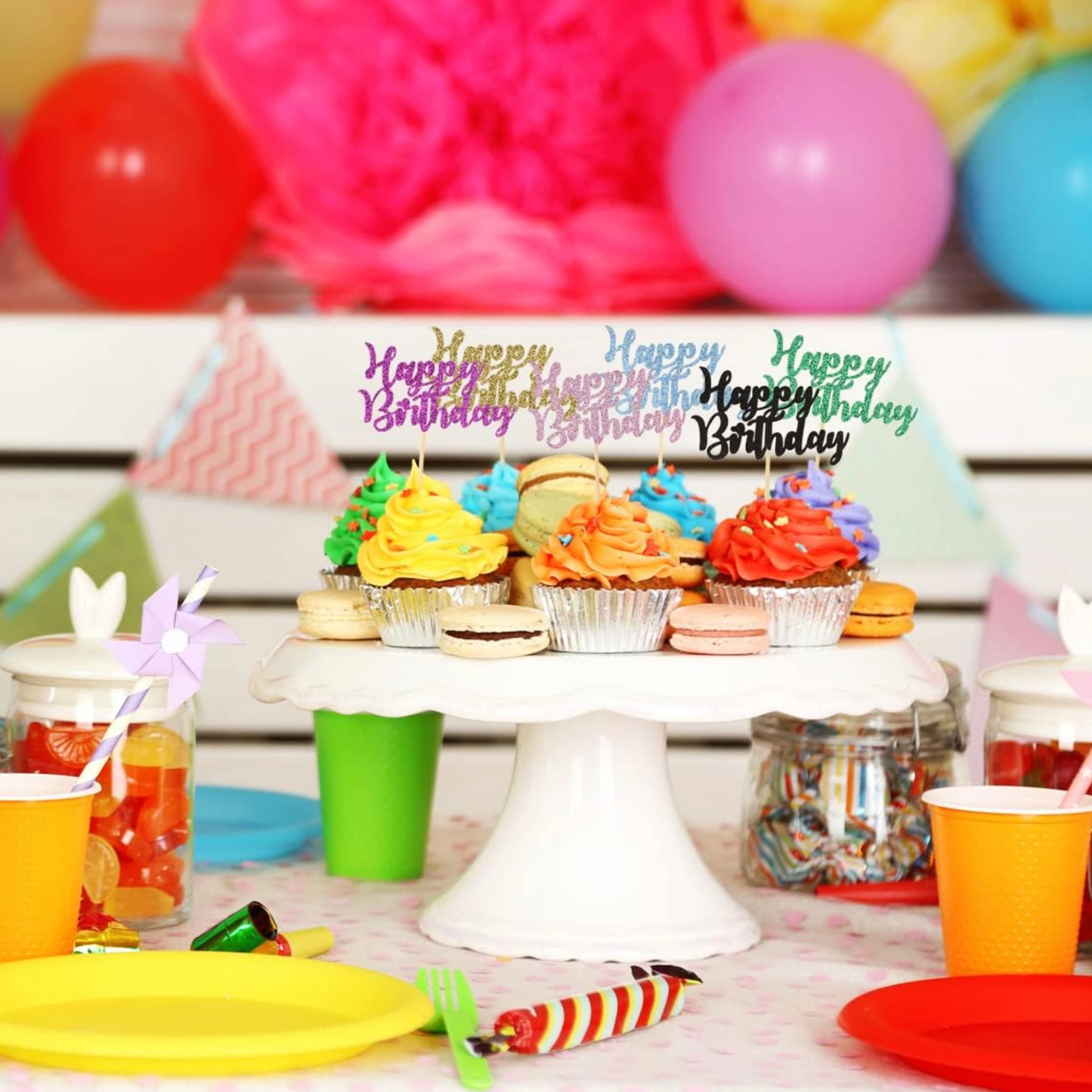 Stock Preferred Pack of 24 Happy Birthday Cupcake Toppers and Cake Picks Party Decorations