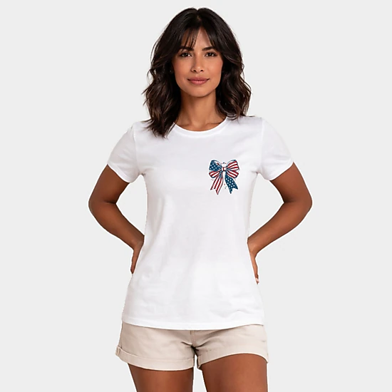 Simply Sage Market - Patriotic Bow Stars - Women's Short Sleeve Graphic T-Shirt