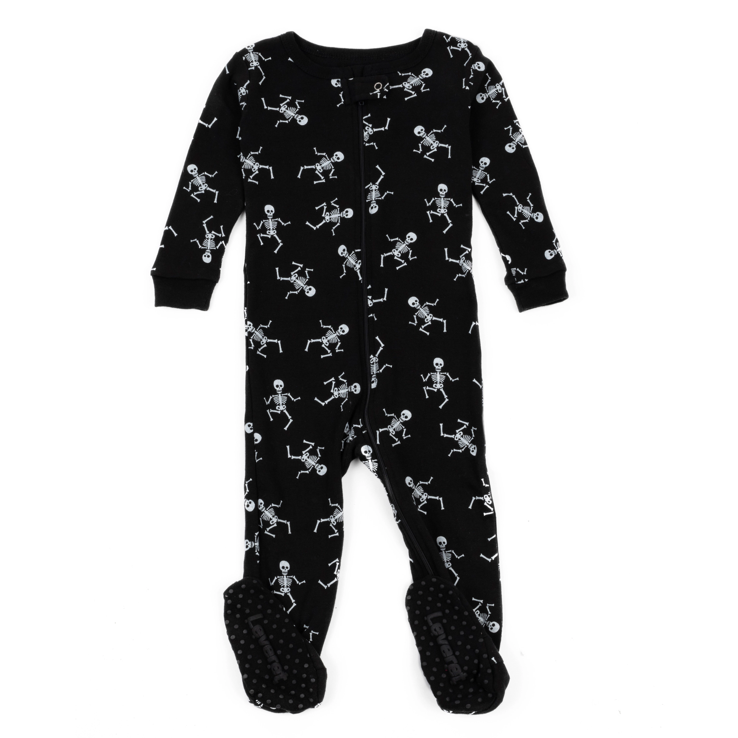 Leveret Toddler Cotton Footed Halloween Skeleton Pajamas