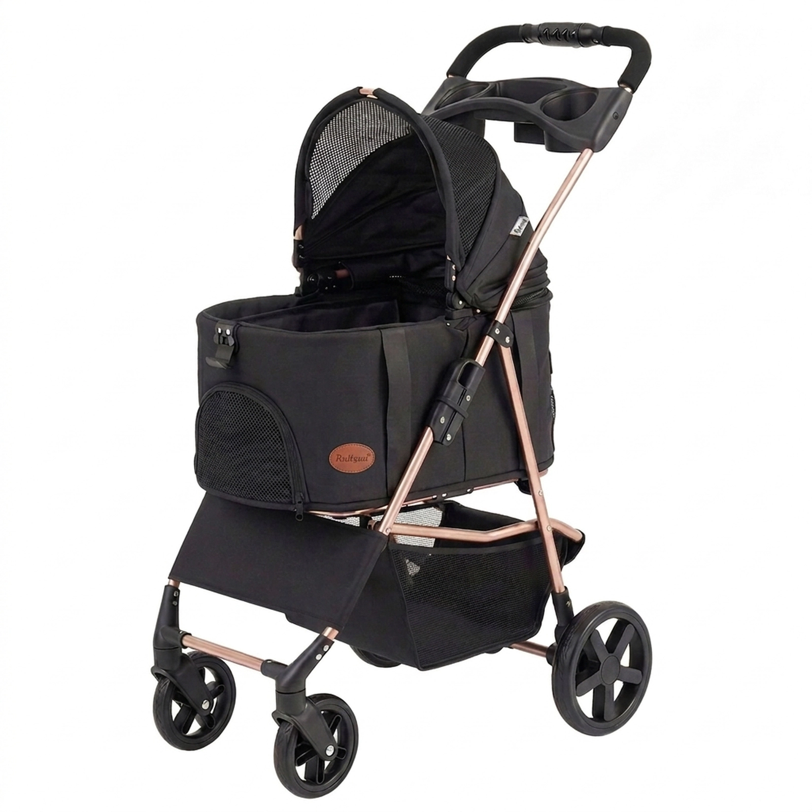 SUGIFT 3-in-1 Foldable Pet Stroller and Carrier 26.5-lb Capacity Black/Gray