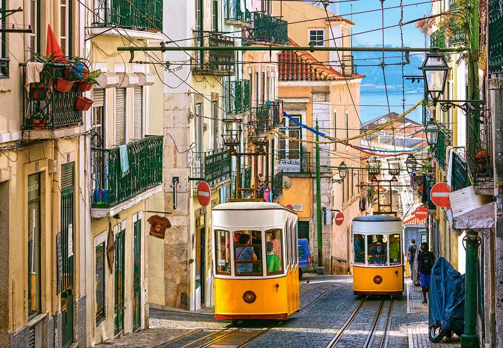 CASTORLAND 1000 Piece Jigsaw Puzzle, Lisbon Trams, Portugal, European puzzle, Sister city of San Francisco, C-104260-2