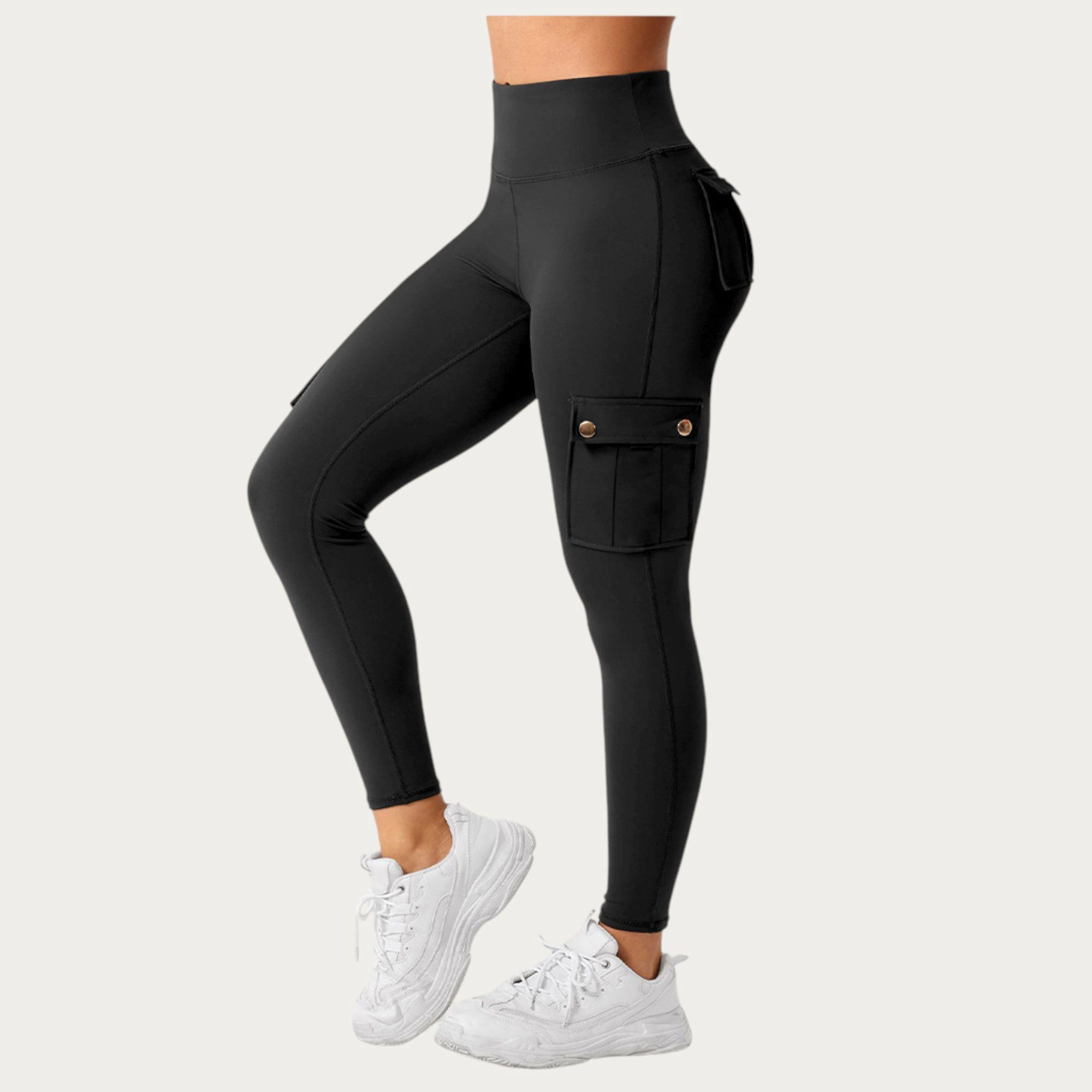 Anna-Kaci Active Women's Cargo Pocket Leggings with Smooth Stretch Fabric Supportive Waistband
