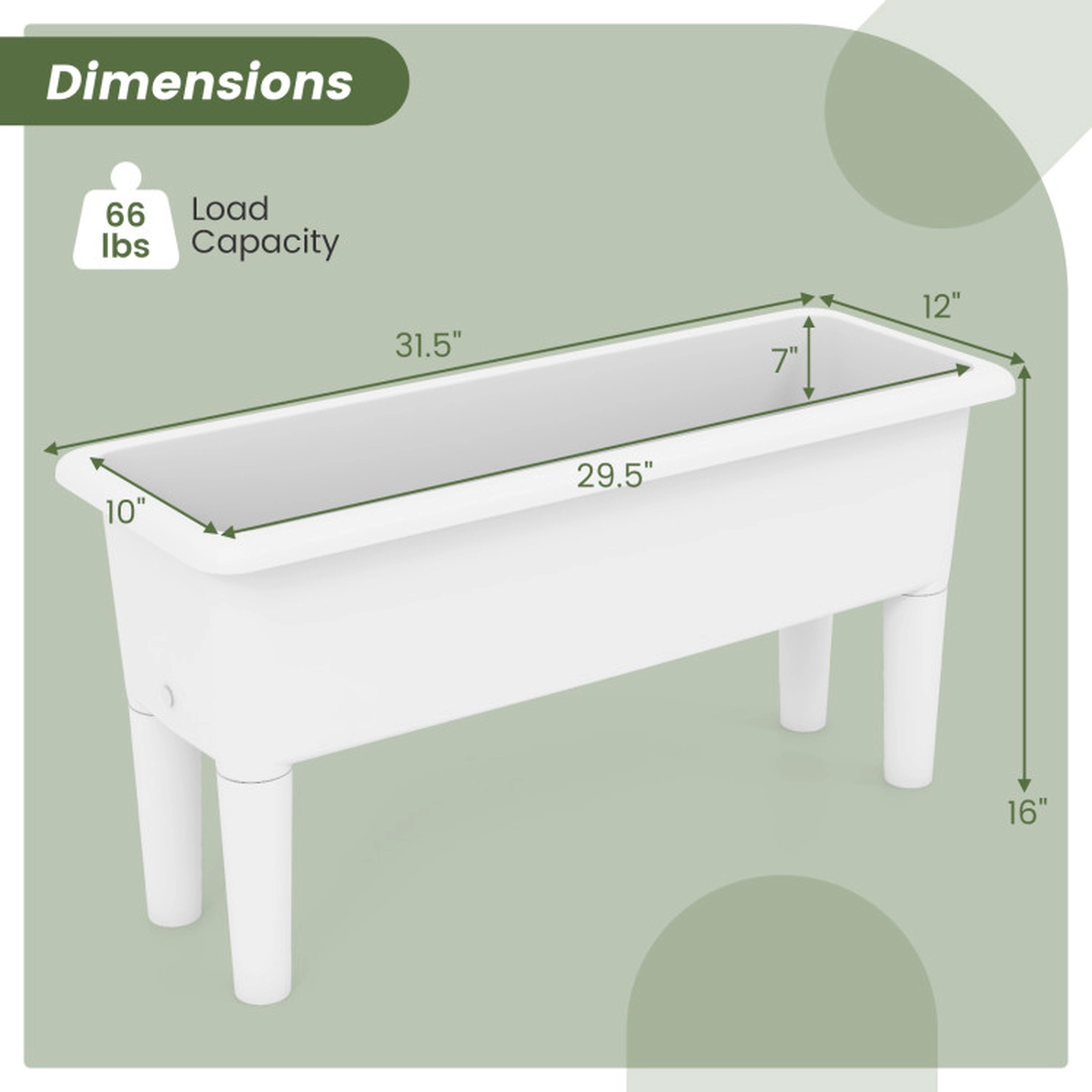 SUGIFT Set of 2 White Self-Watering Raised Garden Beds with Legs 31.5-in W 12-in D 16-in H 7.7-Gal Each