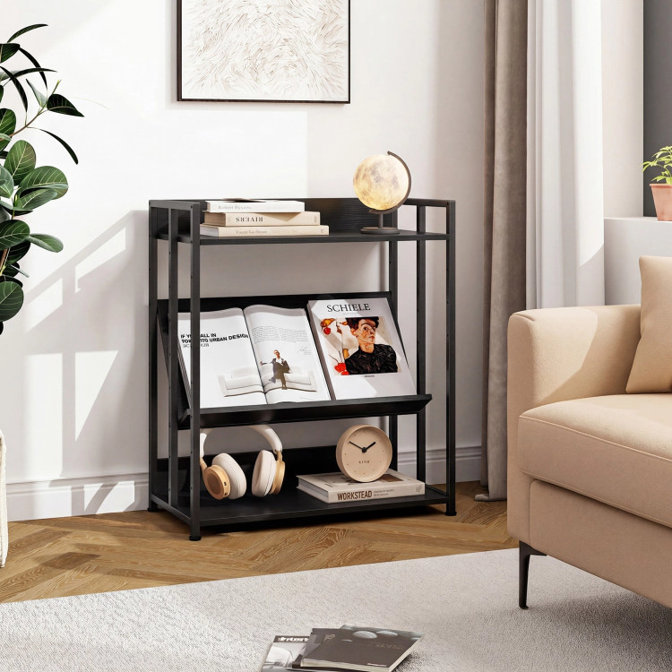 Hivvago 3-Tier Corner Bookshelf with Adjustable Shelves and Anti-Toppling Device for Study
