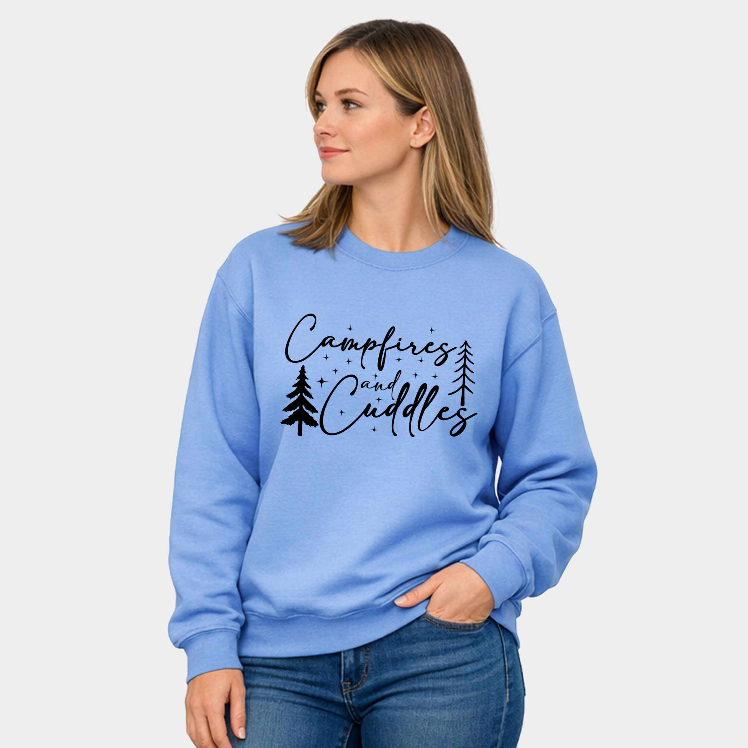 Simply Sage Market - Campfires And Cuddles Script  Women's Graphic Sweatshirt