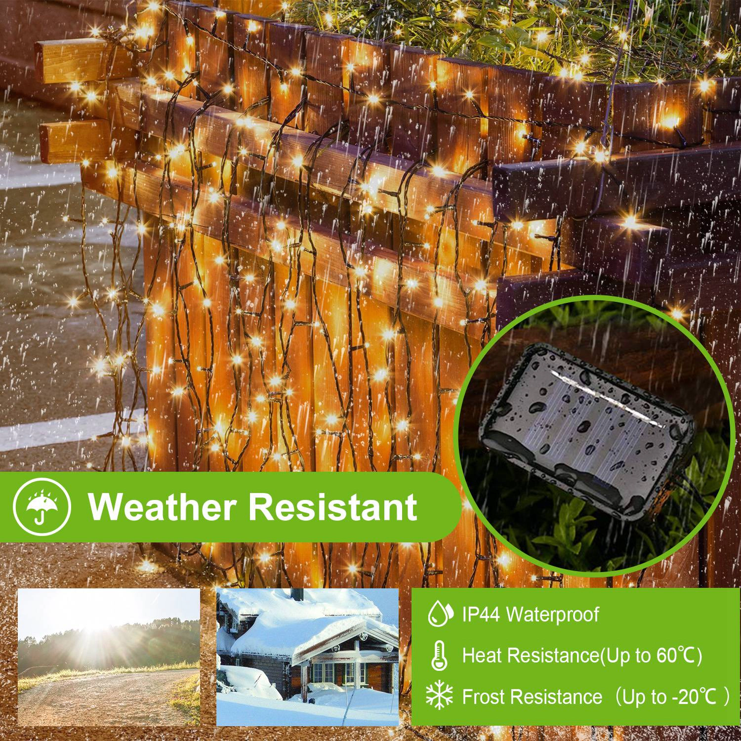 GBruno Solar LED String Lights 100-Count 39 Ft