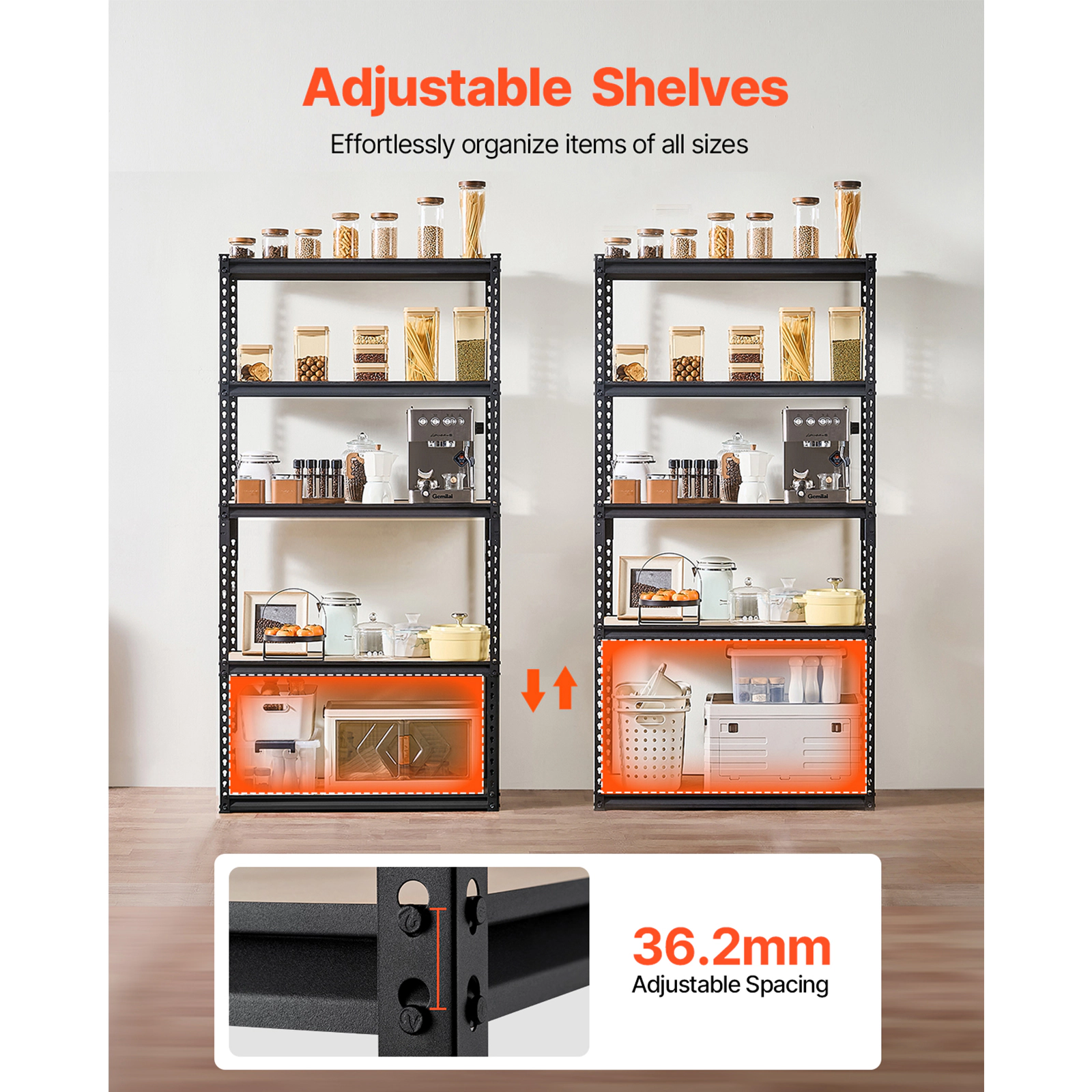 Flynama Storage Shelves 16Inches D x 36Inches W x 71 2/5Inches H 5-tier Garage Storage Shelving