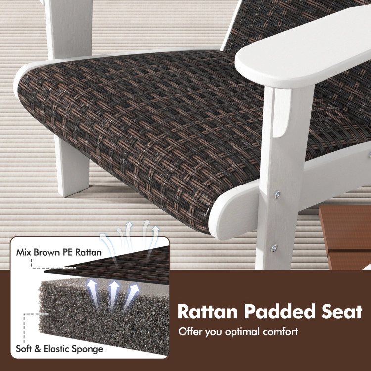 Hivvago Outdoor Adirondack Chair with Cushioned Rattan Seat and Concealed Cup Holder
