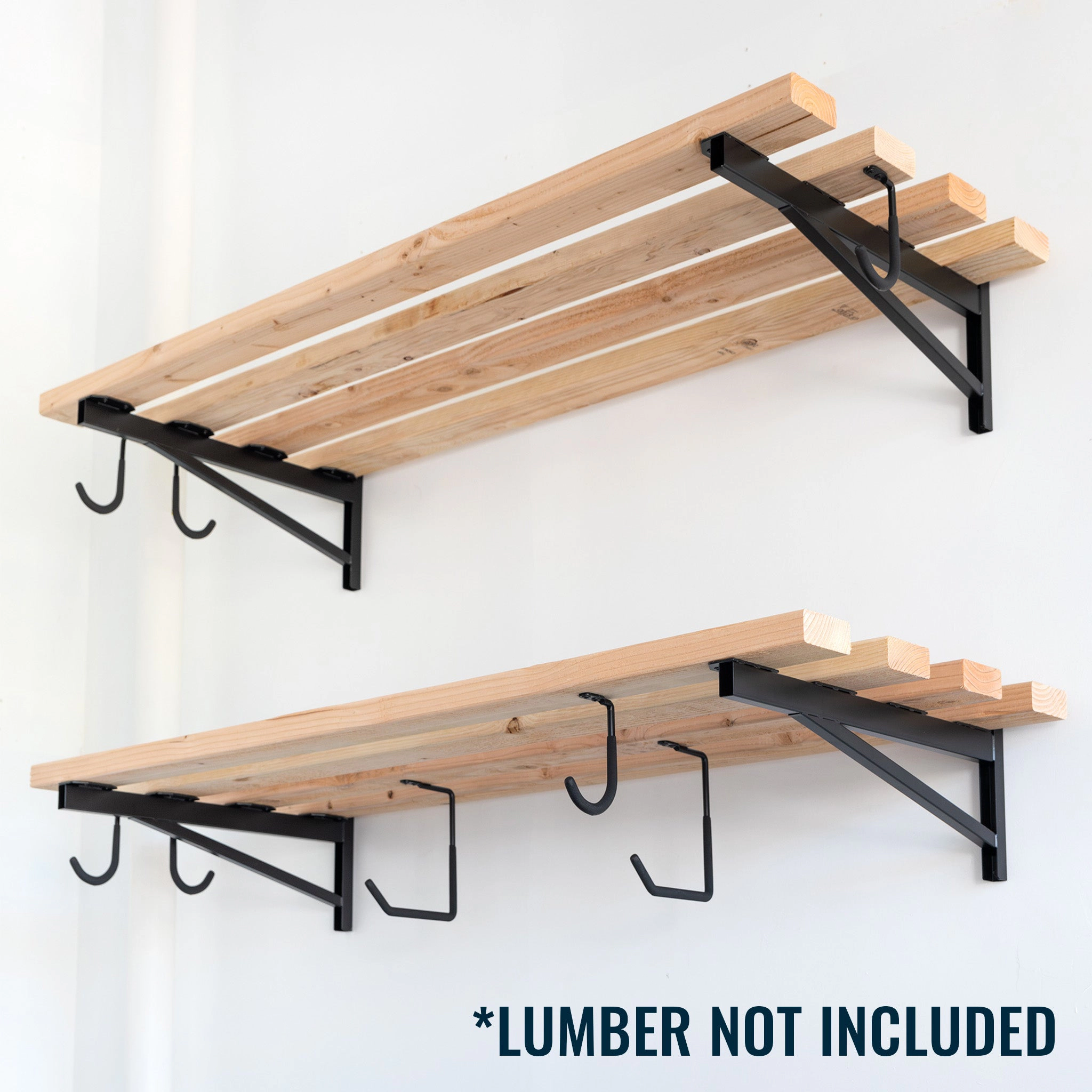 StoreYour 2' x 4' DIY Wall Shelf Brackets, Heavy Duty Garage Wall Shelves