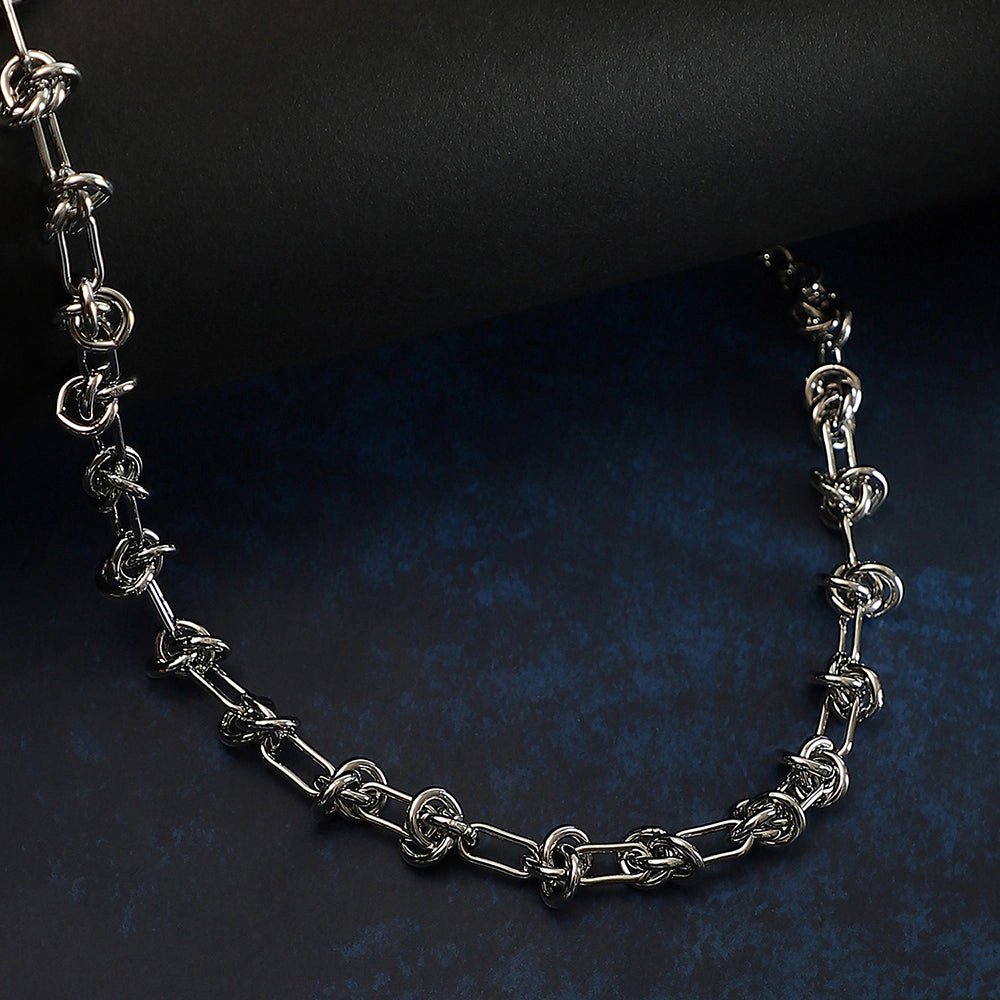 SOHI Women's The Knot-Link Chain Necklace - Metallic Silver