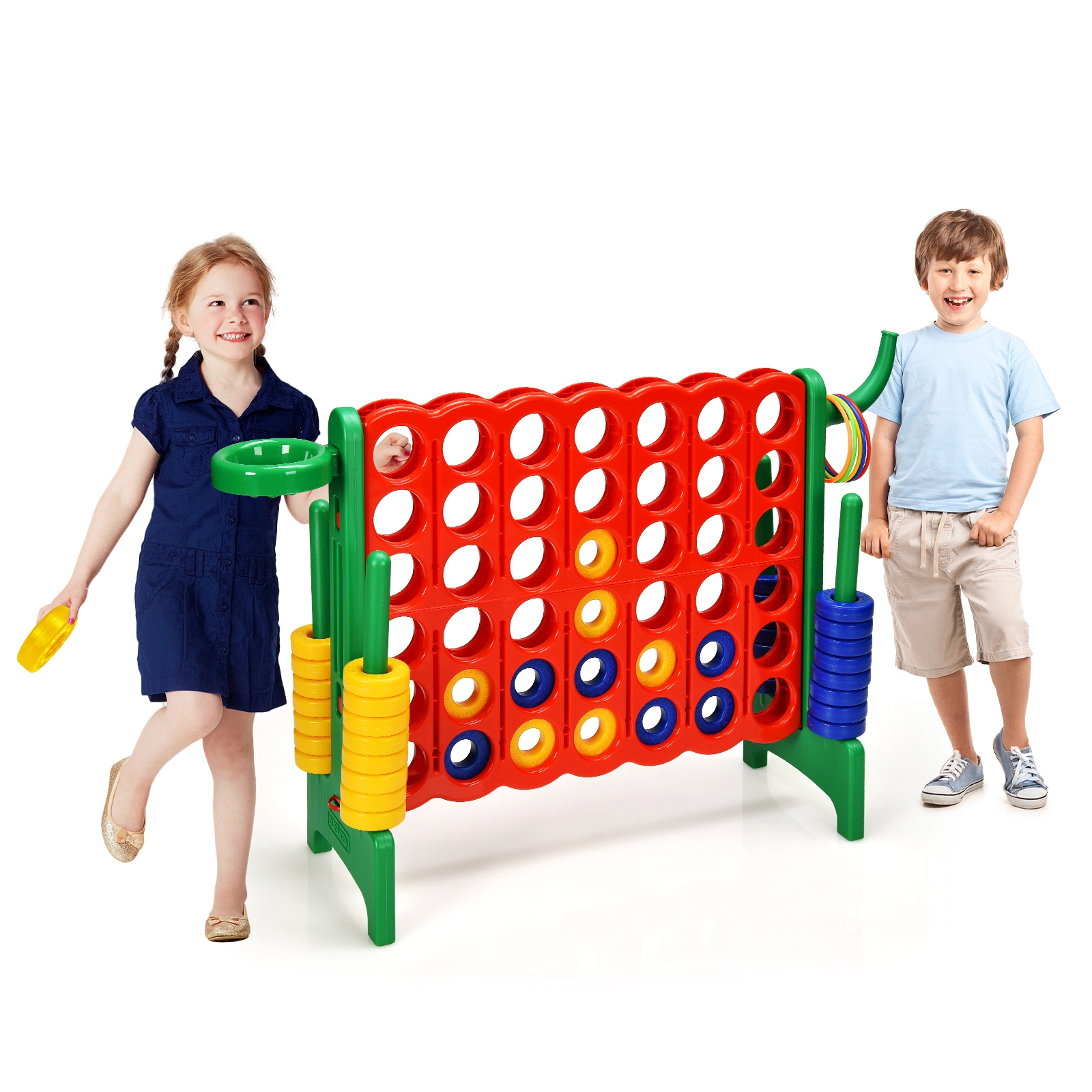 SUGIFT Green 3-in-1 2.5-ft Tall 4-to-Score Game Set with Ring Toss and Basketball Hoop 33-in W 13-in D 30-in H
