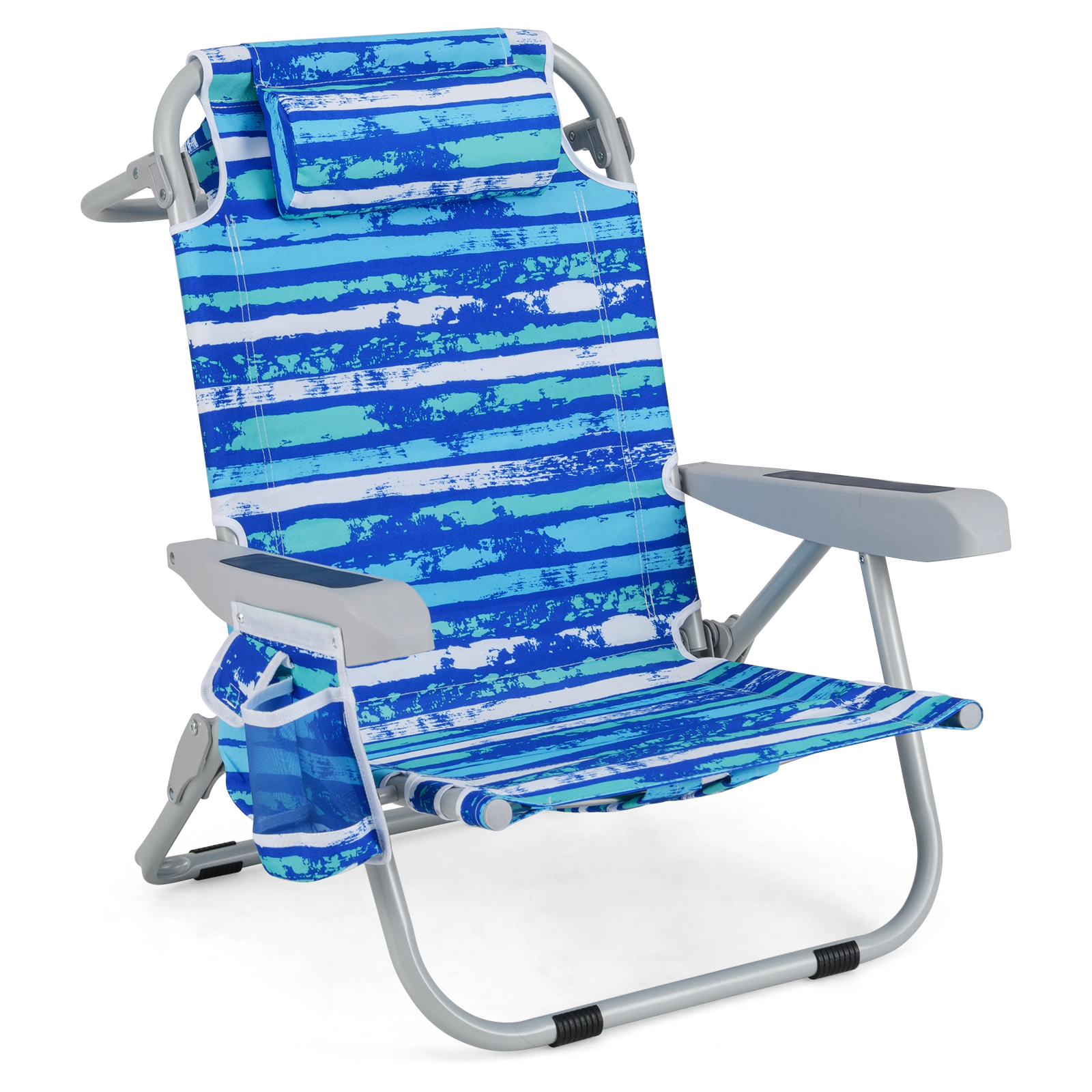 SUGIFT Navy Aluminum Backpack Beach Chair, Folding, 5-Position Recline