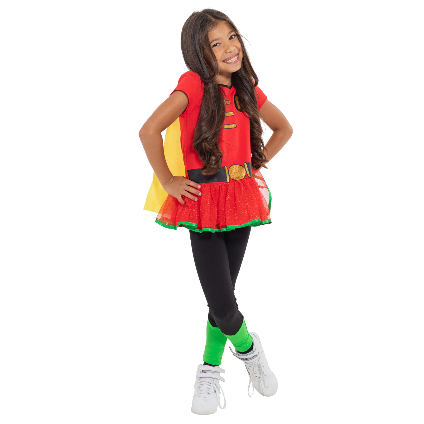 DC Comics Justice League Robin Girls' Costume Tee, Cape and Leggings Set