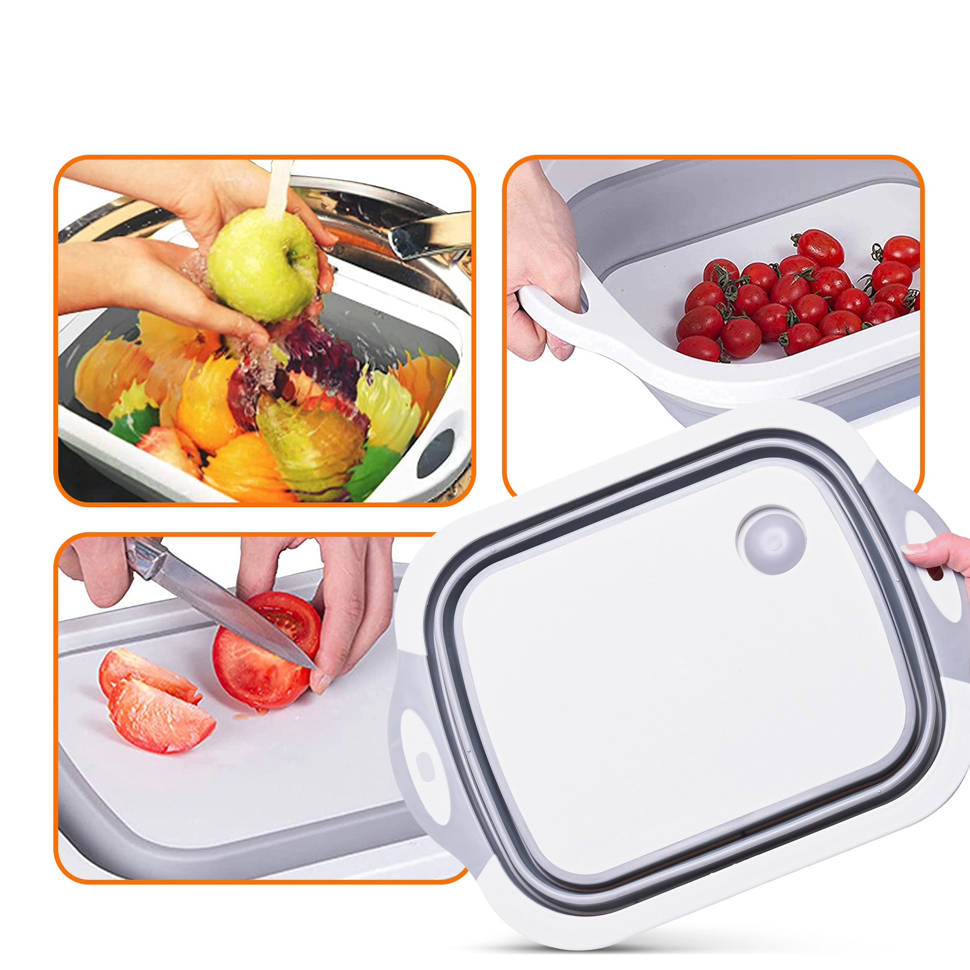 Cheer Collection 3-in-1 Collapsible Cutting Board with Wash Basin and Drain, 15 x 11.25 Inch