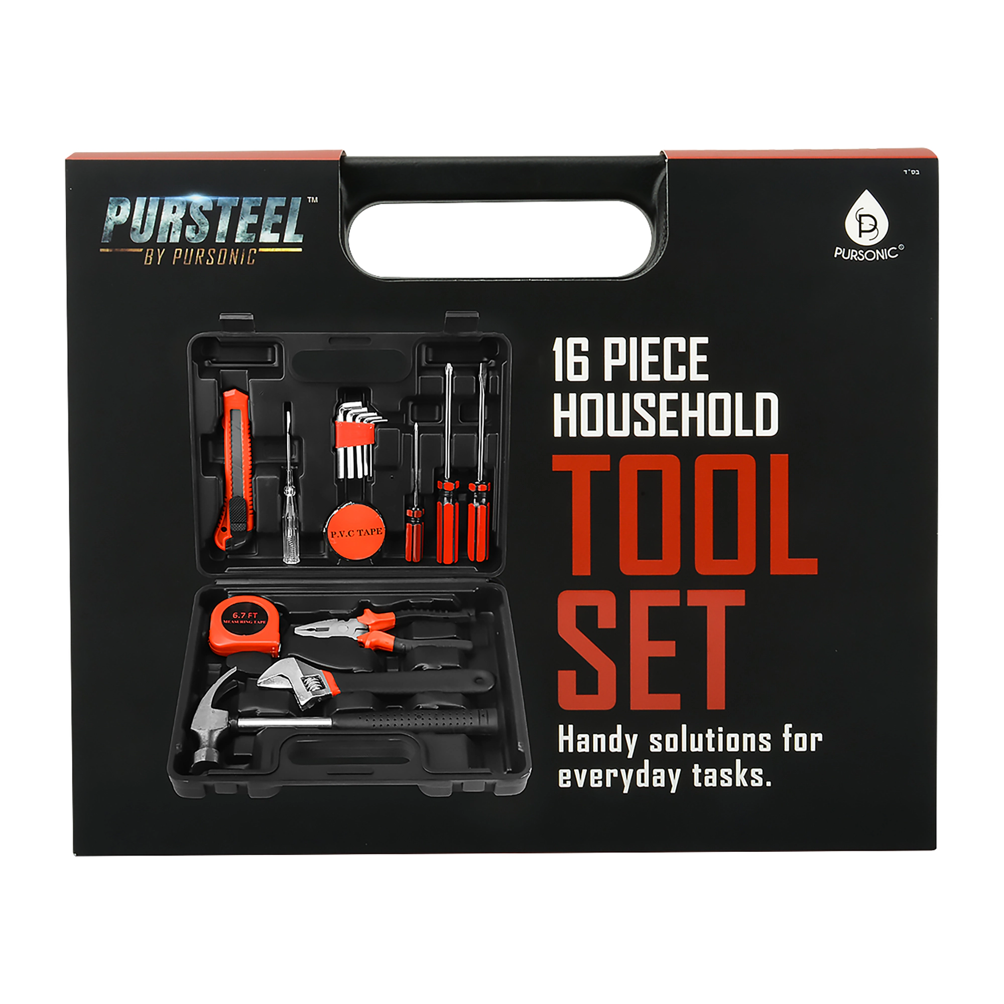 Pursonic Unisex Household 16-Piece Handy Solutions Tool Kit