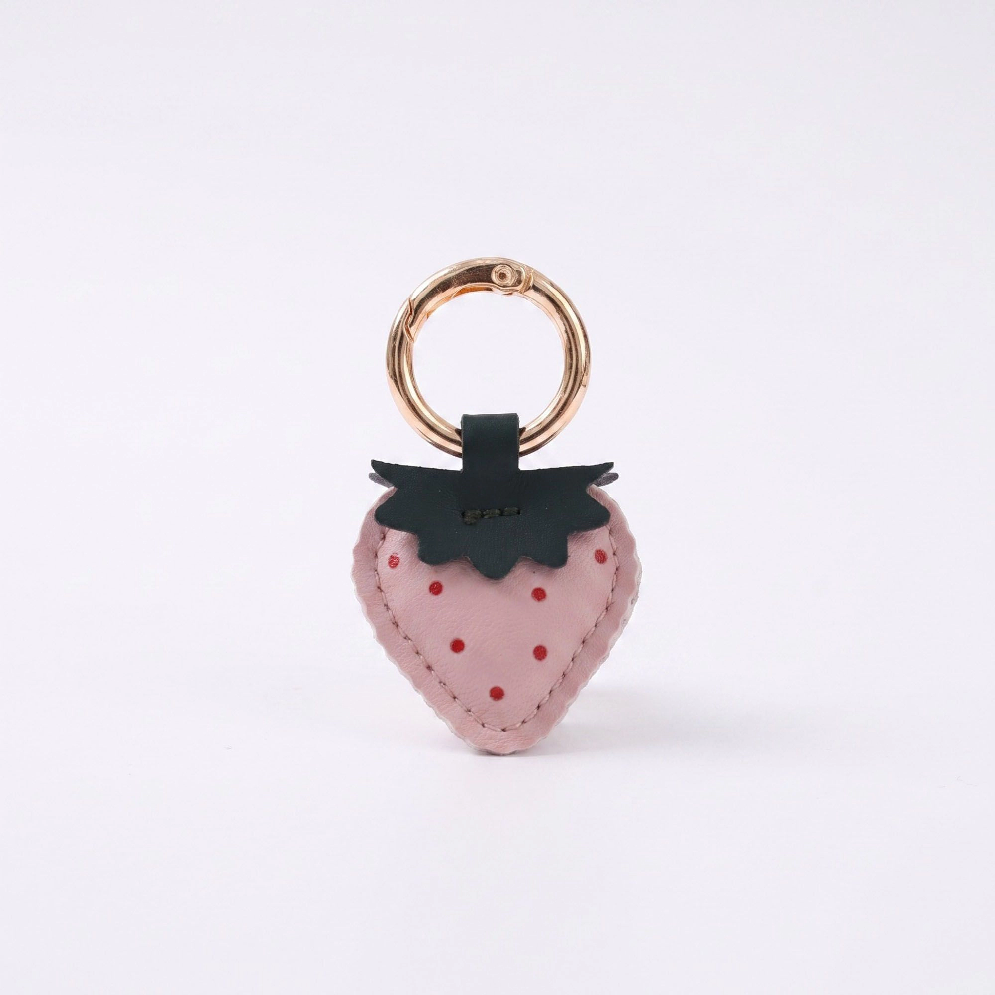 Alilang Women's Strawberry Bag Charm with Pink Polka Dots and Gold Tone Ring Clip