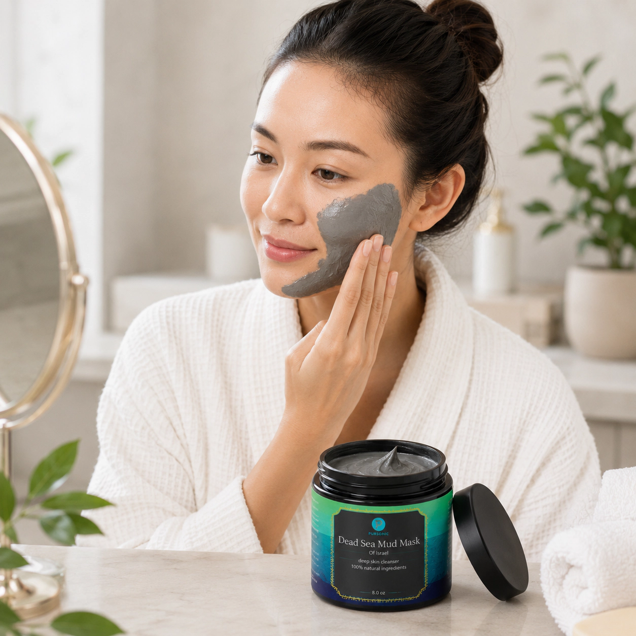 Pursonic Unisex Natural Skincare Treatment Bundle – Dead Sea Mud Mask & Honey Hydrating Facial Mask Set