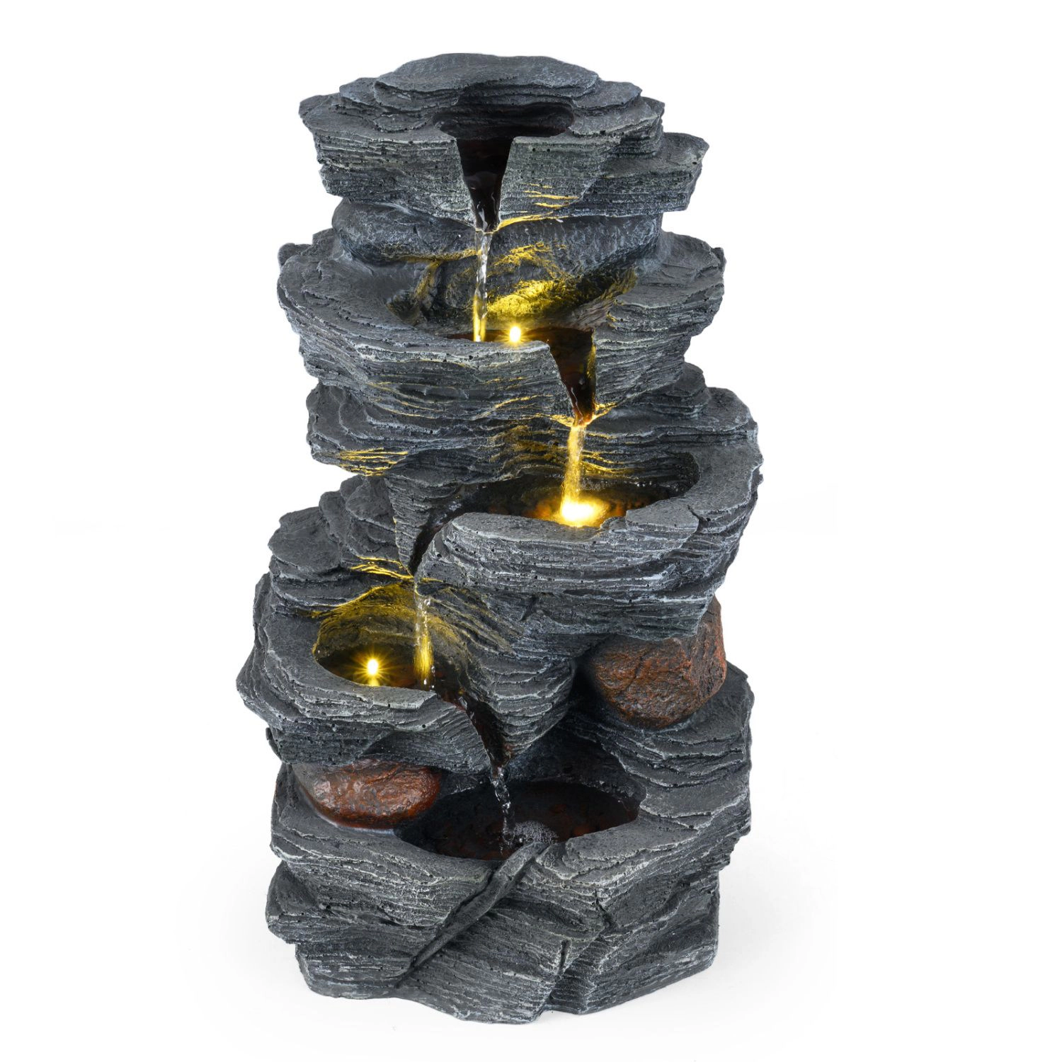 SlickBlue 5 Tier Outdoor Water Fountain with LED Lights