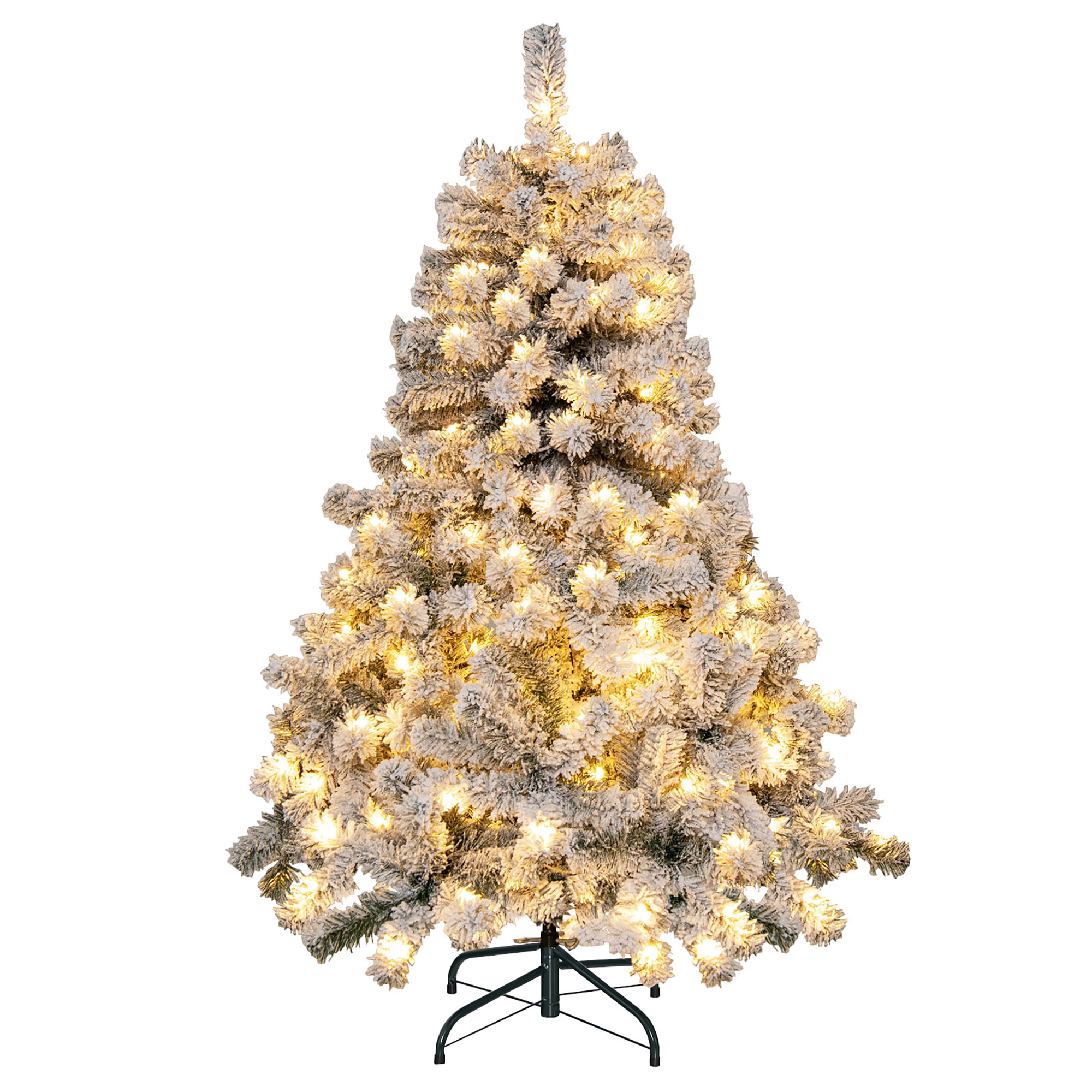 Costway 4.5/6/7.5/9ft Pre-Lit Premium Snow Flocked Hinged Artificial Christmas Tree w/150/250/450/550 Lights