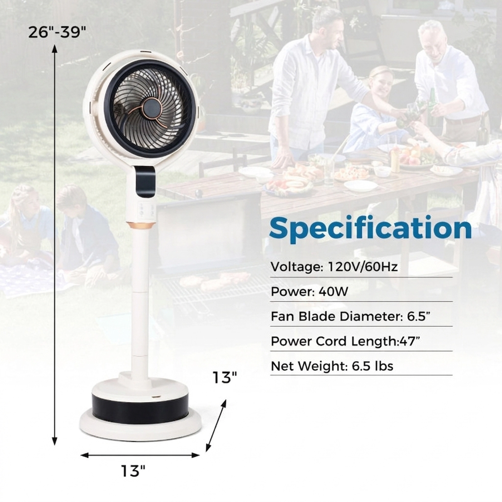 SUGIFT 2-in-1 Misting Pedestal Fan Air Circulator with 90° Auto Oscillation 8 Speeds White