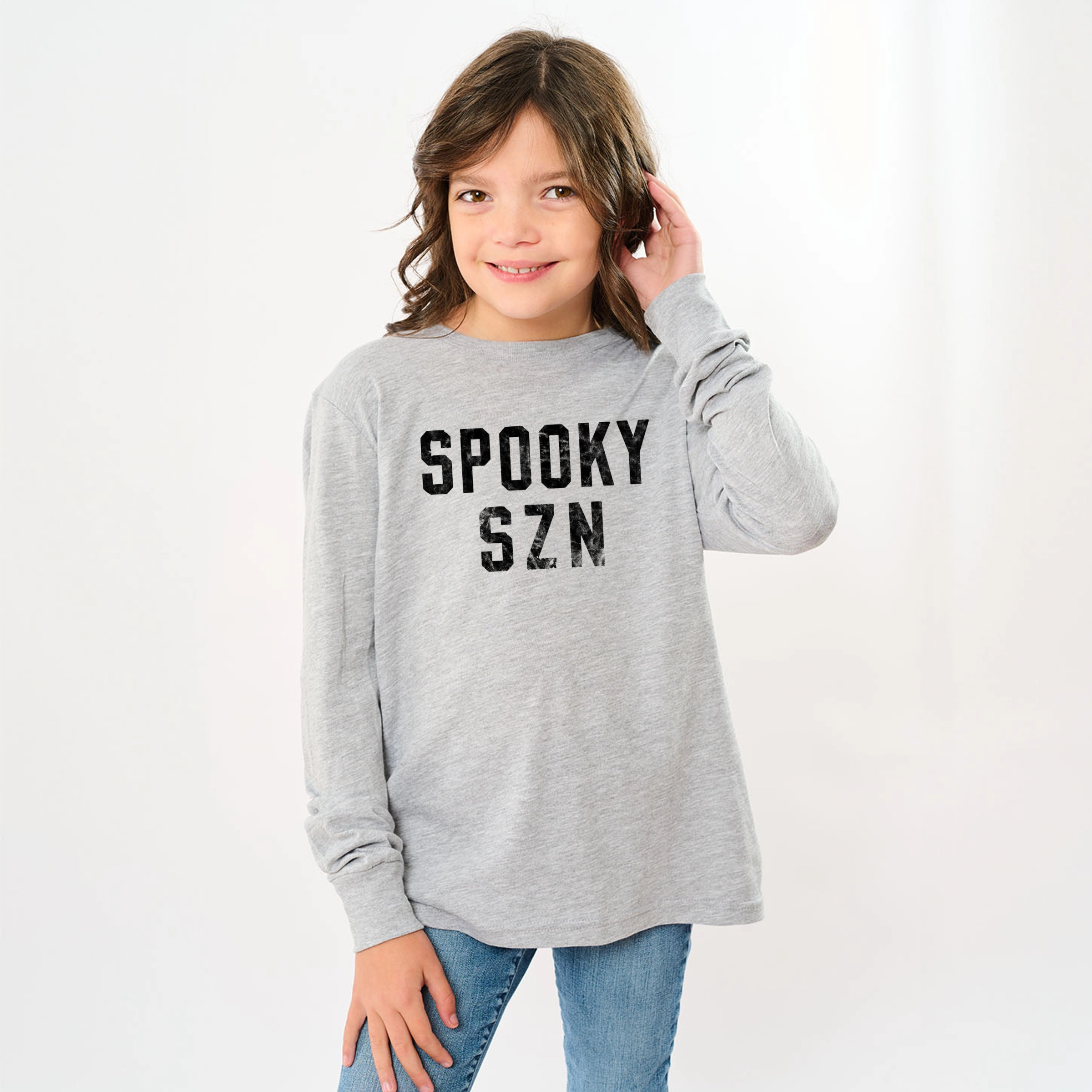 The Juniper Shop - Youth Long Sleeve Graphic T-Shirt Spooky SZN Varsity