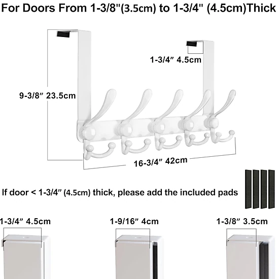 Stock Preferred Over Door Hook 2.0 Heavy Duty Stainless Steel 5 Tri Hook Hanger Rack