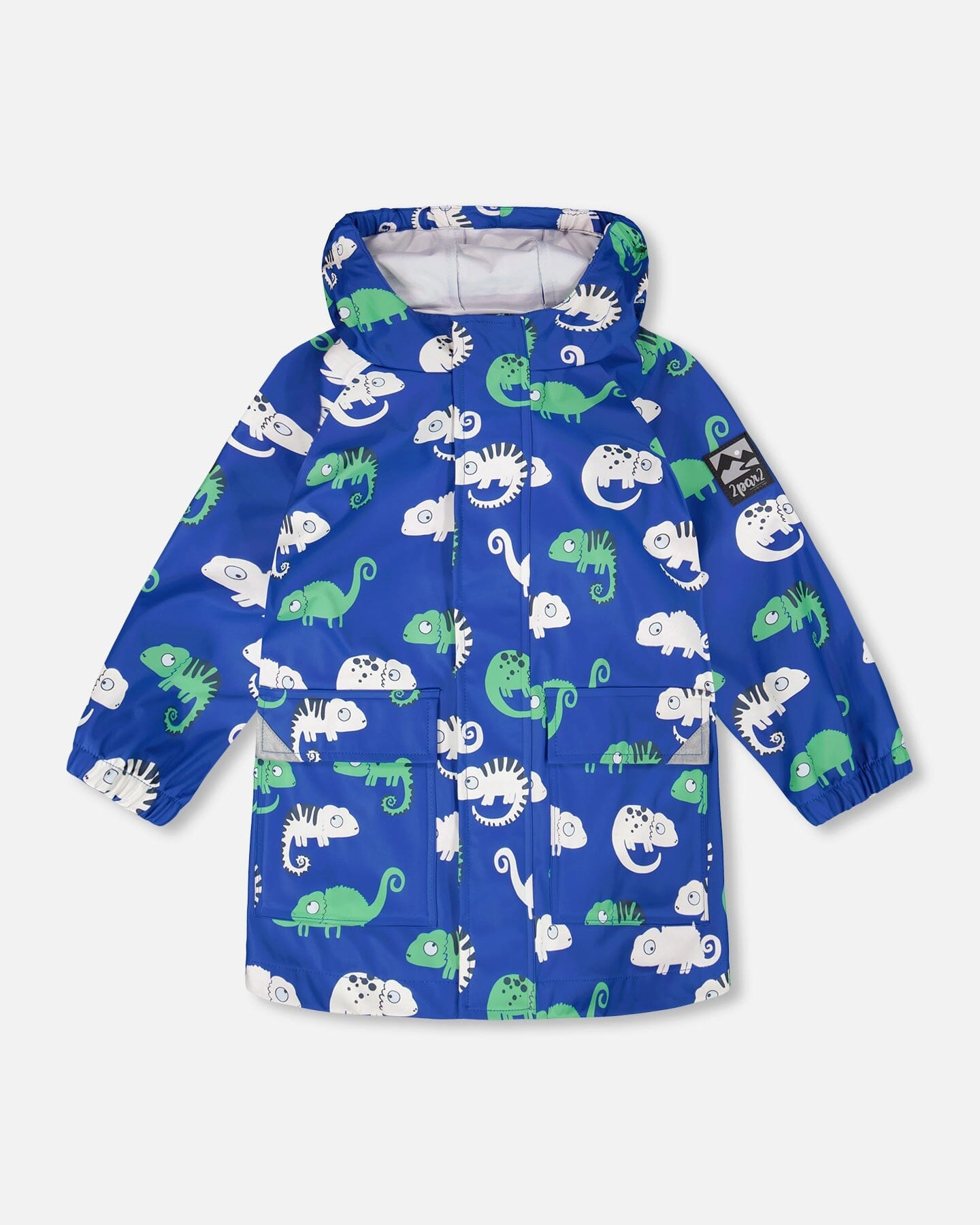 Deux par Deux Boys Rain Jacket In Polyurethane Chameleon Print
