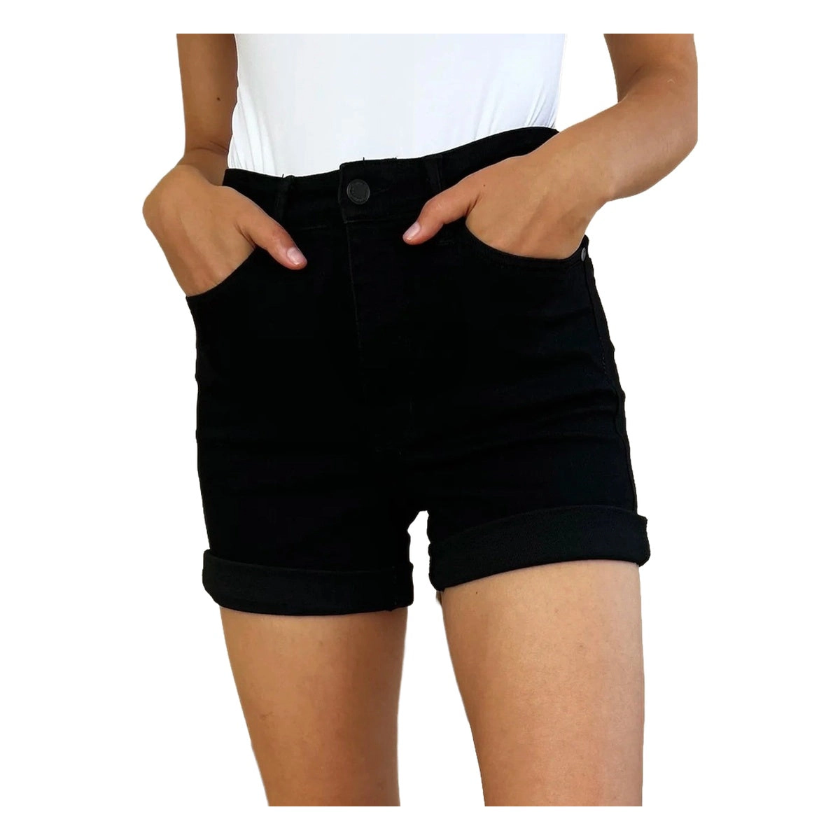 Judy Blue Womens Full Size High Waist Tummy Control Cuffed Denim Shorts
