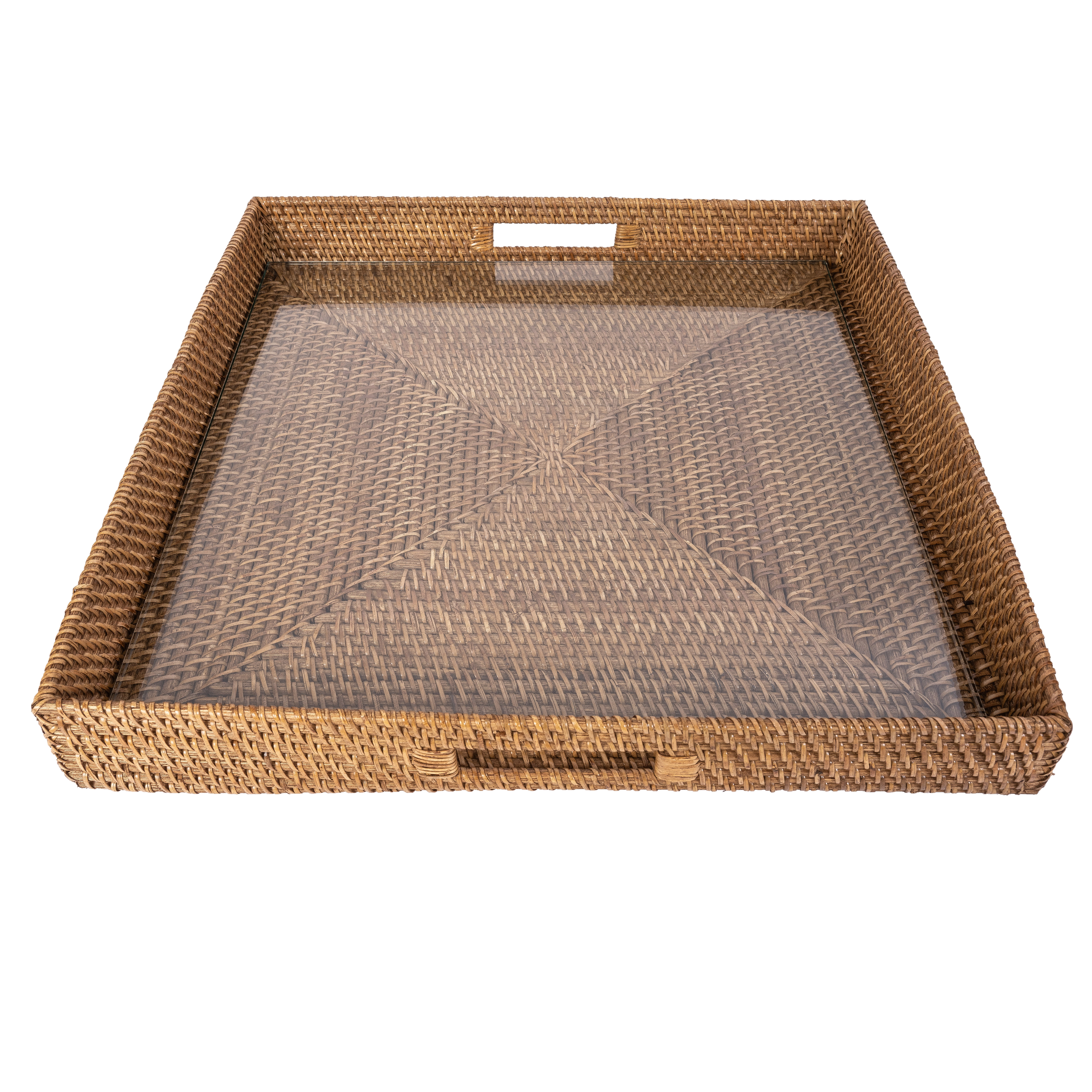 Saboga Home™ Square Serving / Ottoman Tray with Glass Insert