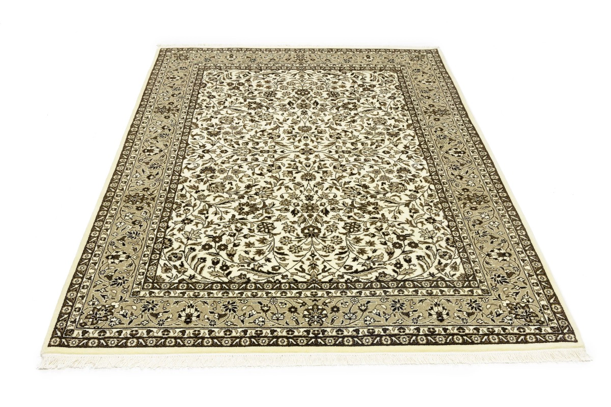 Magic Rugs 5'6 X 7'9 Cream Floral Hand Knotted Kirman Oriental Wool Rug