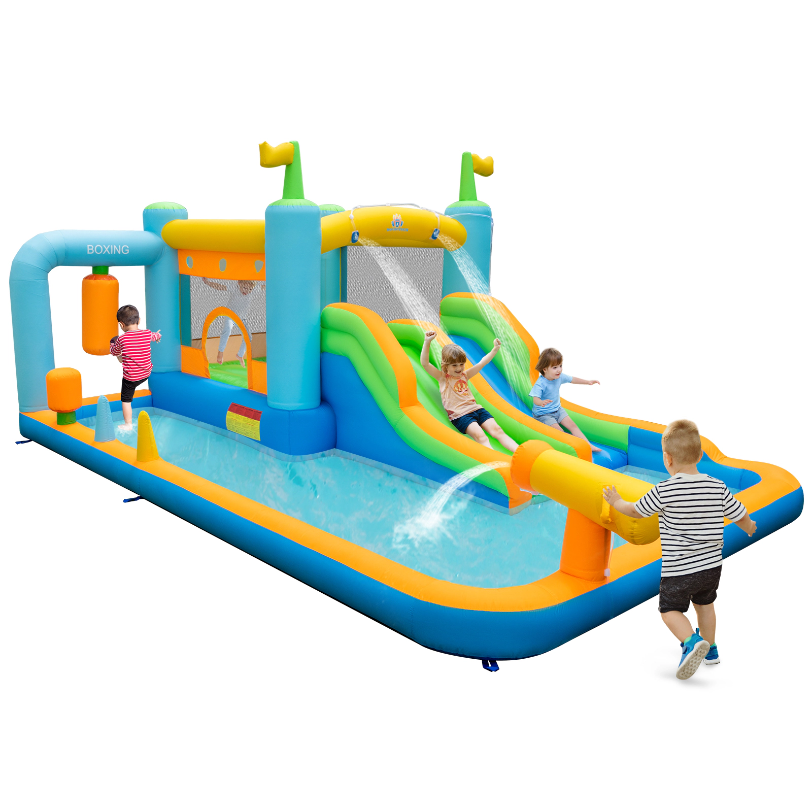 SUGIFT Giant Inflatable Water Slide with 15-ft Splash Pool and Boxing Sandbag for Backyard Summer Fun