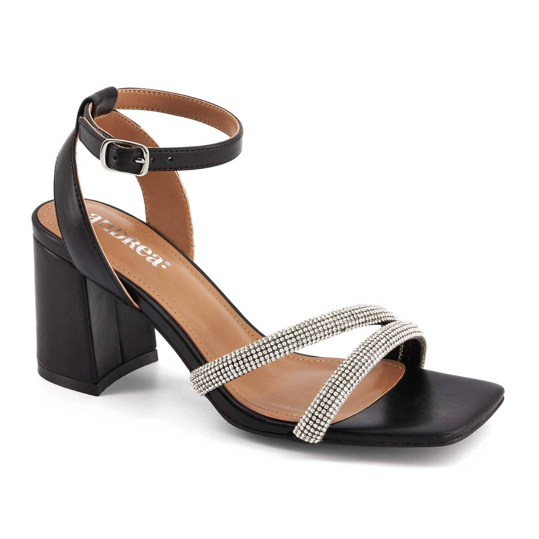 Andrea Exclusive High Heels Sandals With Rhinestones Straps