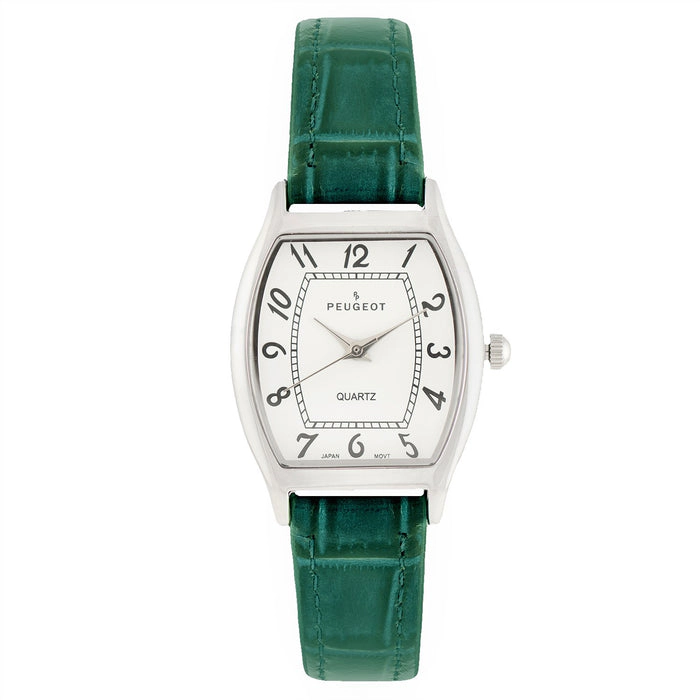 Peugeot Women 26 x 32mm Cushion Shape Watch with Green Leather Band