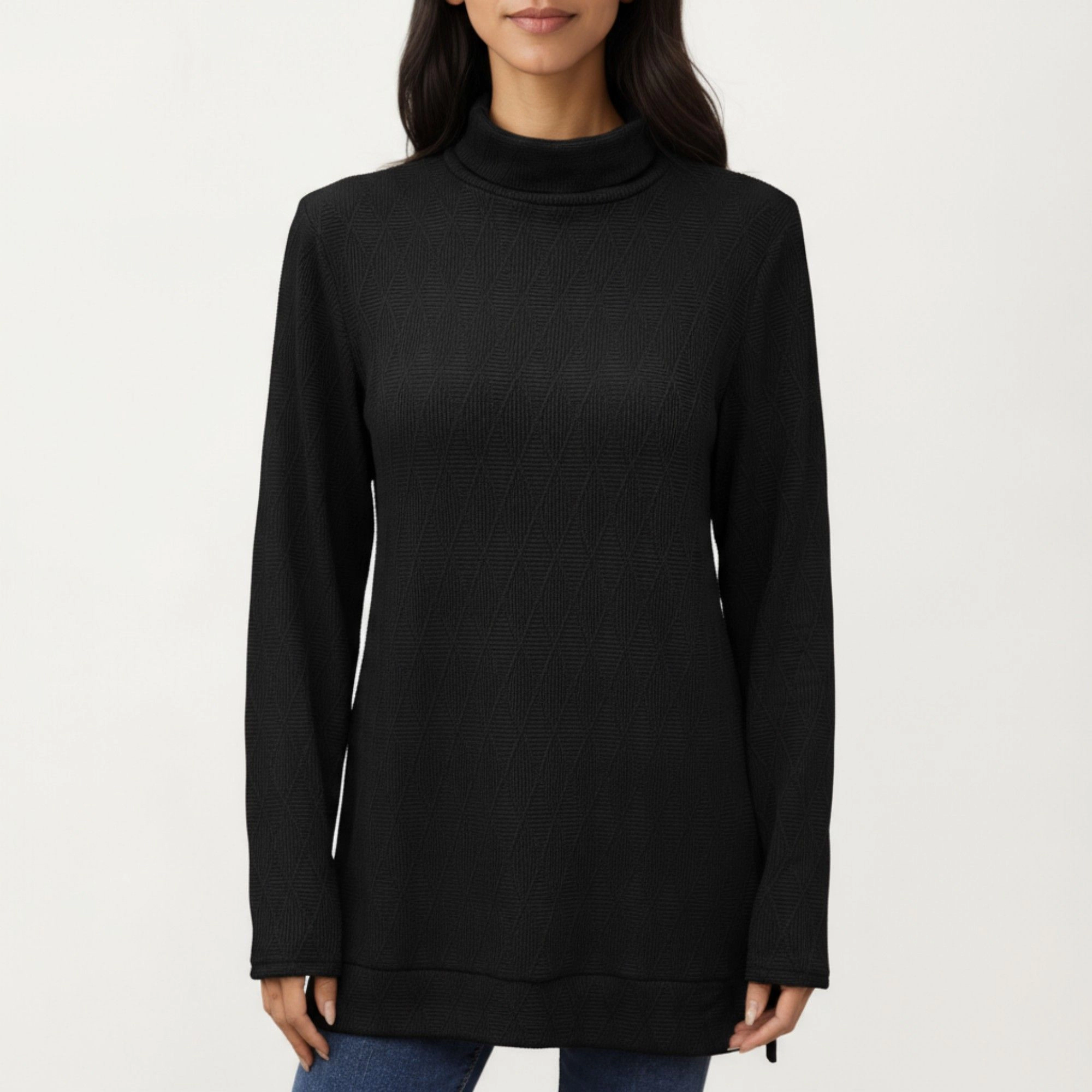 Anna-Kaci Women's Textured Collared Relaxed Fit Long Sleeve Knit Top
