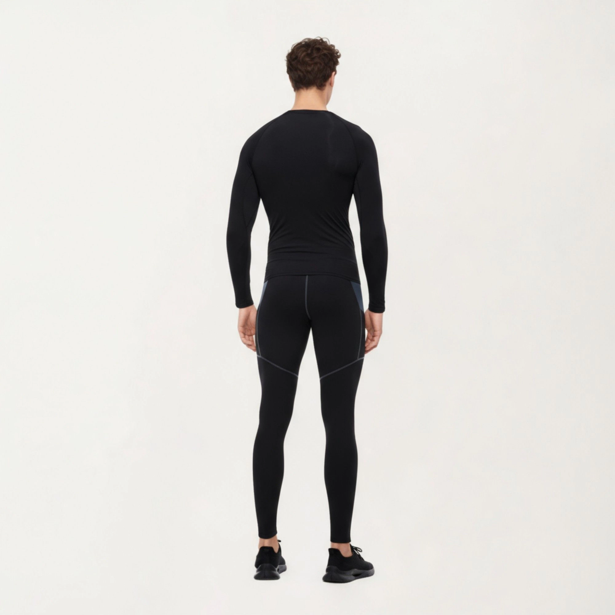 Anna-Kaci Men's Long Sleeve Crew Neck Compression Shirt with Stretch Fabric and Athletic Fit