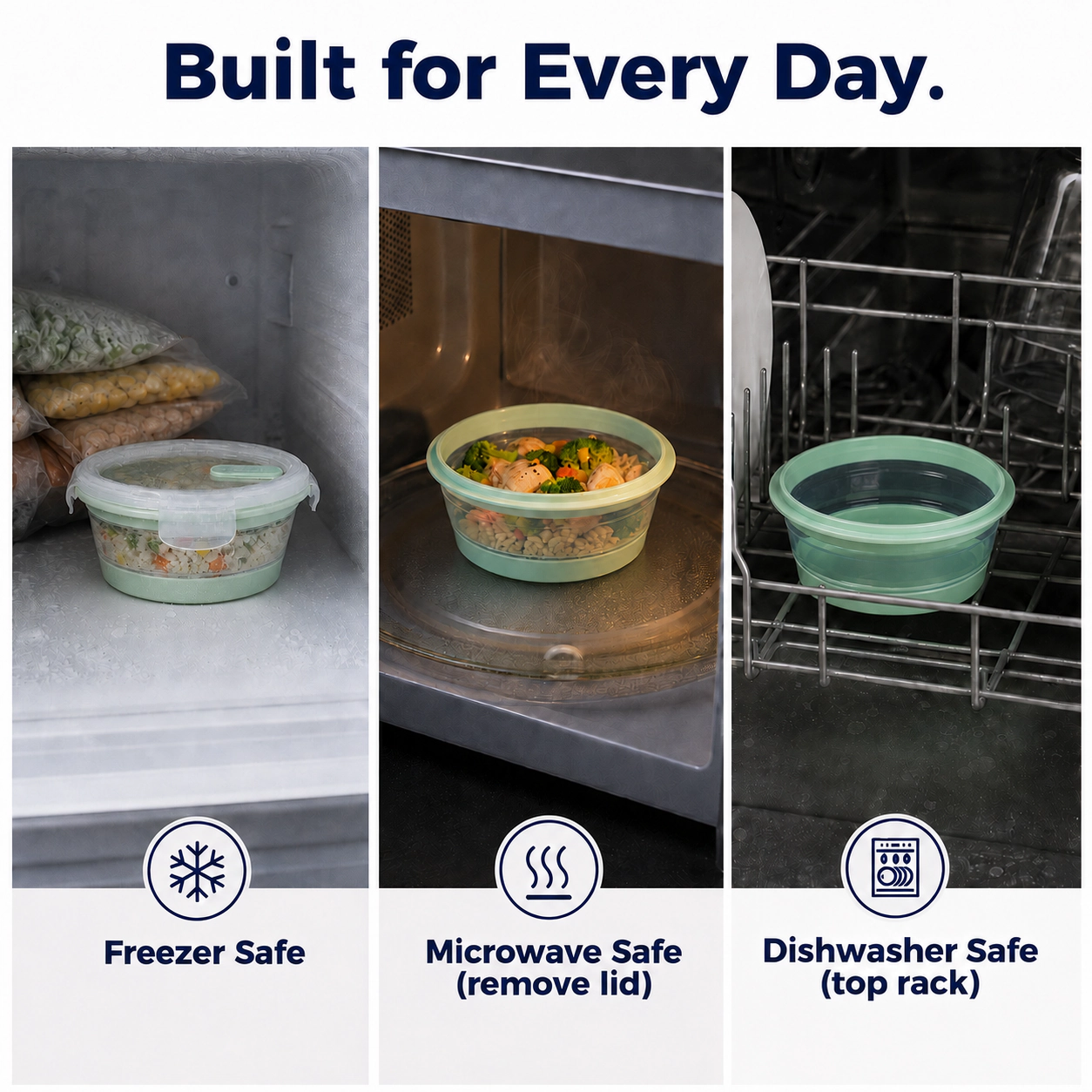 CHEFSPOT Collapsible Silicone Food Storage Bowls 3 Pack