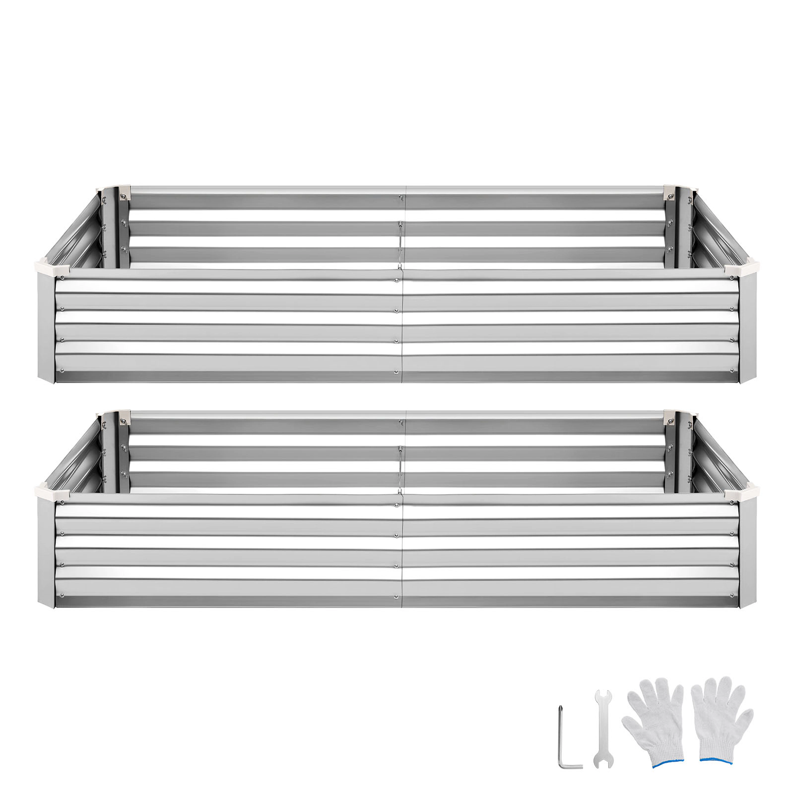 HONGGE 2 Pack Galvanized Raised Garden Beds Rectangular Metal Planter Boxes Kit Outdoor Bottomless Elevated Planting