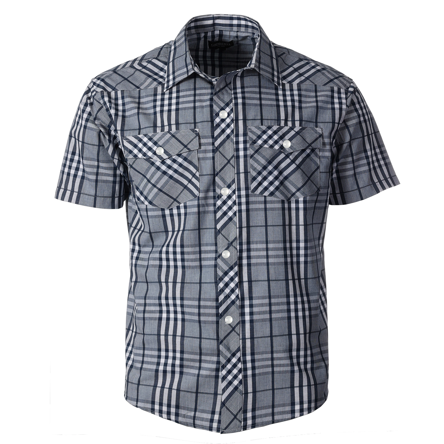 Gioberti Boy's Casual Western Plaid Pearl Snap-on Buttons Short Sleeve Shirt