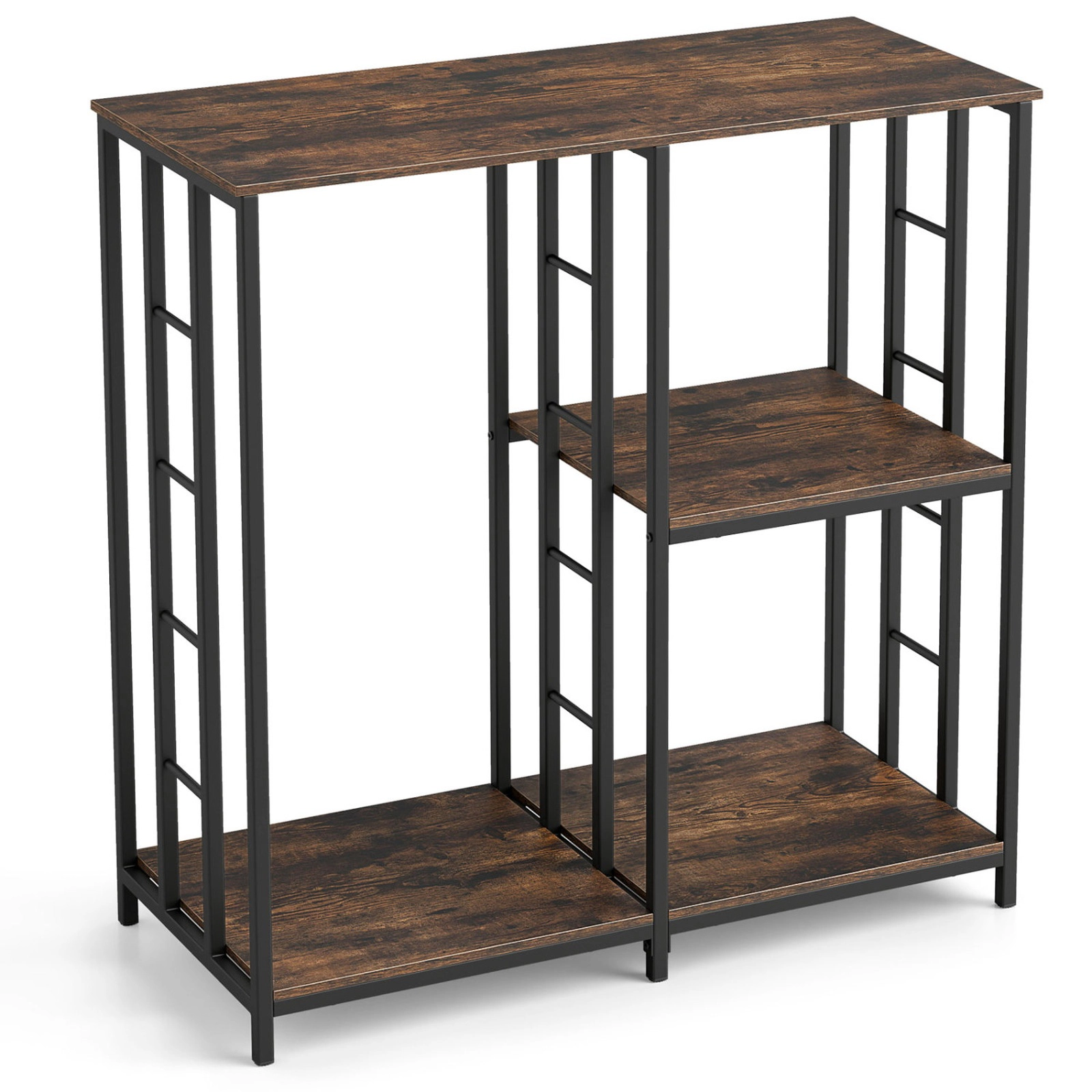 SUGIFT 40.5-in 3-Tier 220-lb Capacity Kitchen Bakers Rack with Open Shelves and Mini Fridge Compartment