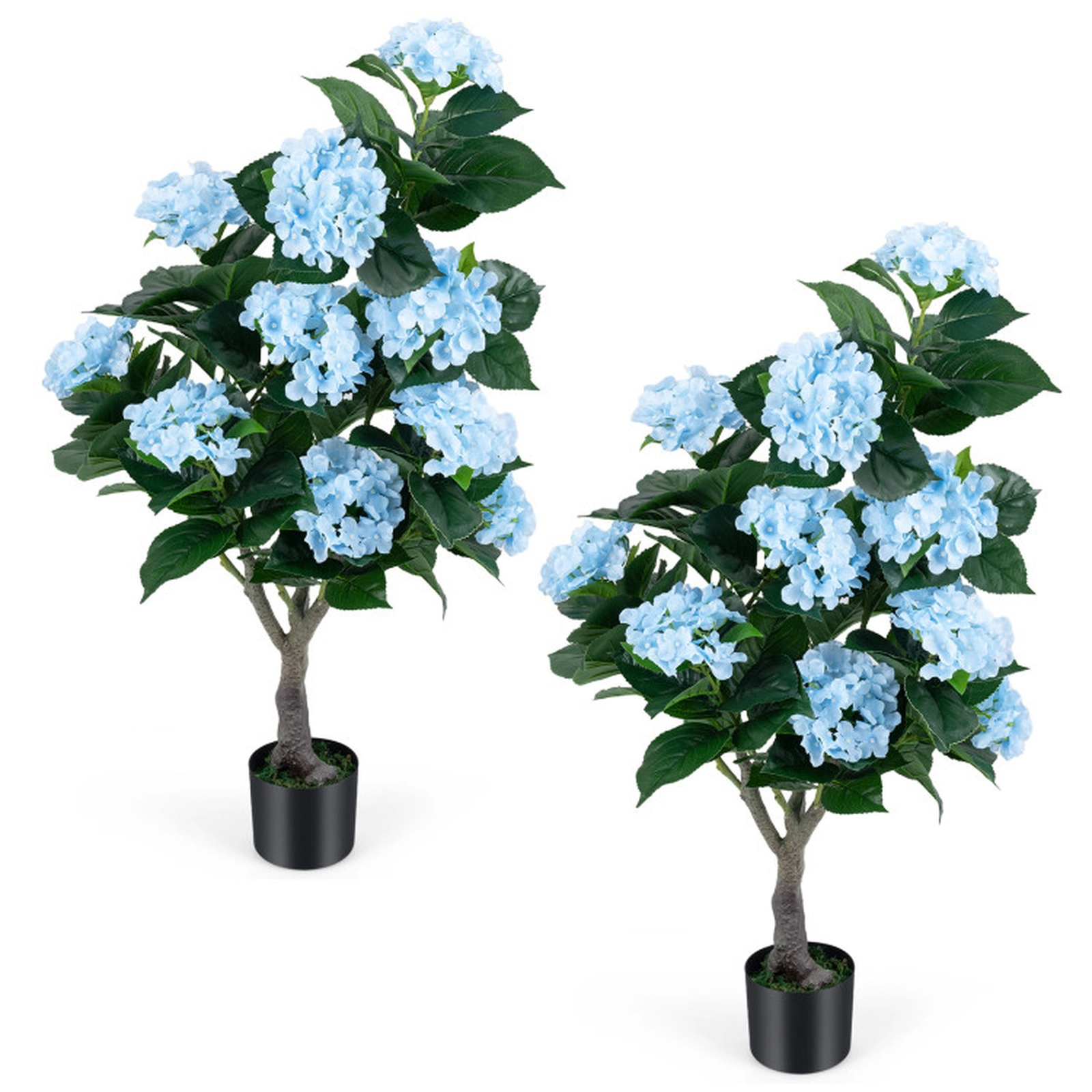 SUGIFT 43.5-in Artificial Hydrangea Tree 2-Pack with 11 Flowers Blue/Pink/Purple/White & Green & Black