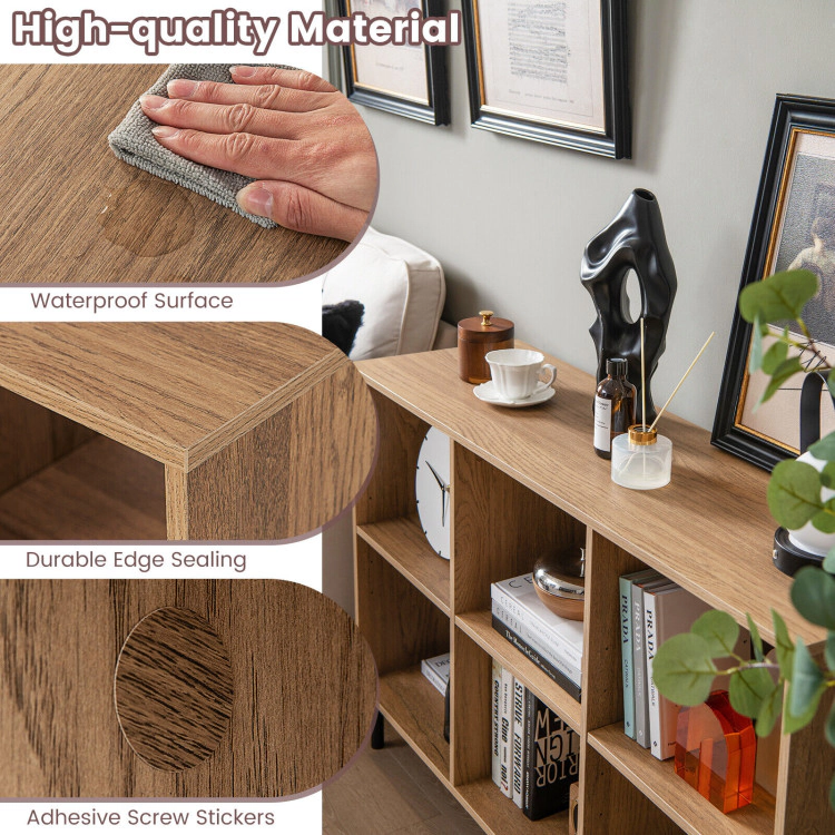 Hivvago 6-Cube Storage Bookcase 3-Tier Wooden Open Bookshelf with 5 Metal Legs