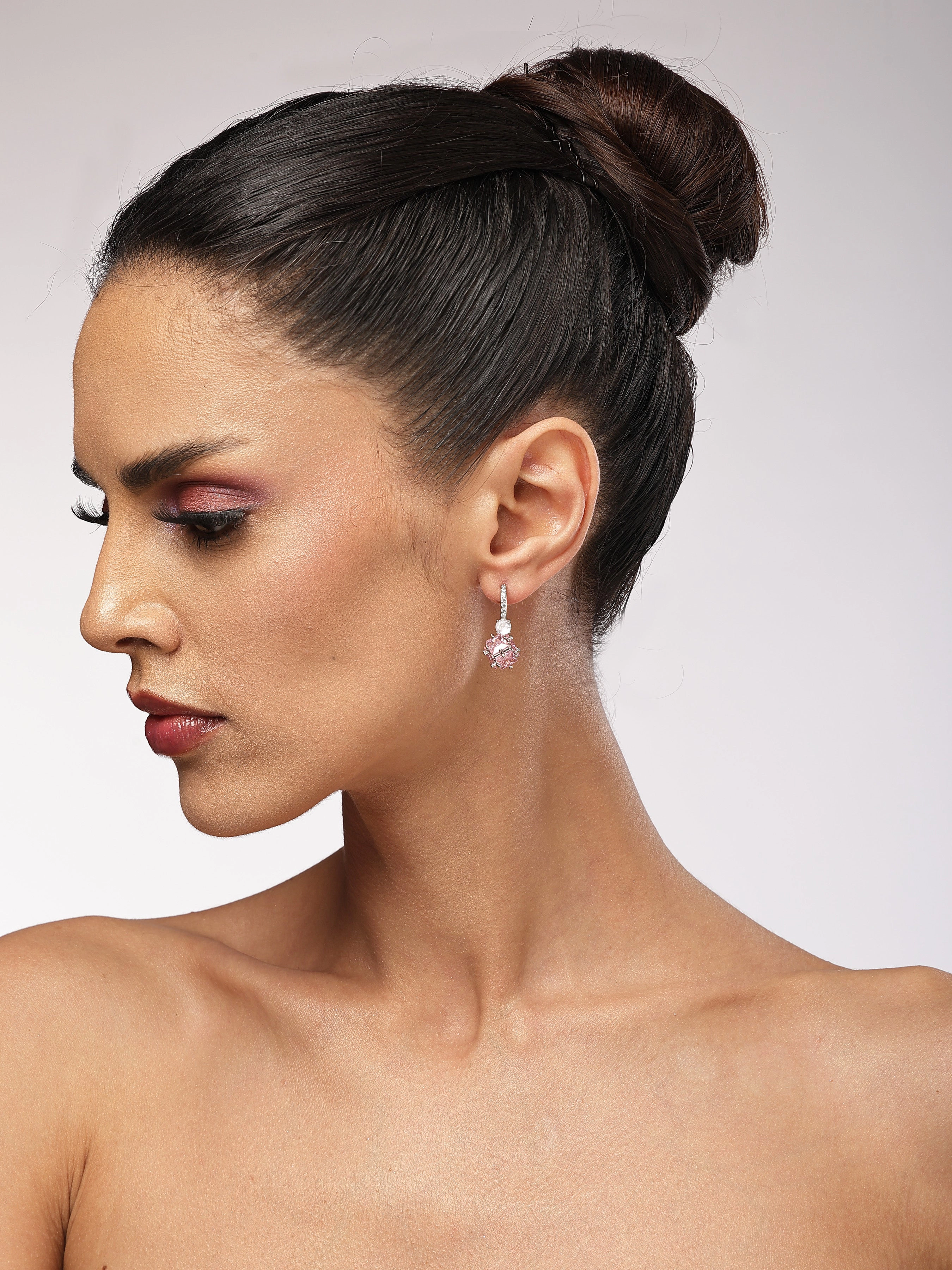AGP PARIS Womens Crystal Orb Hoop Earrings