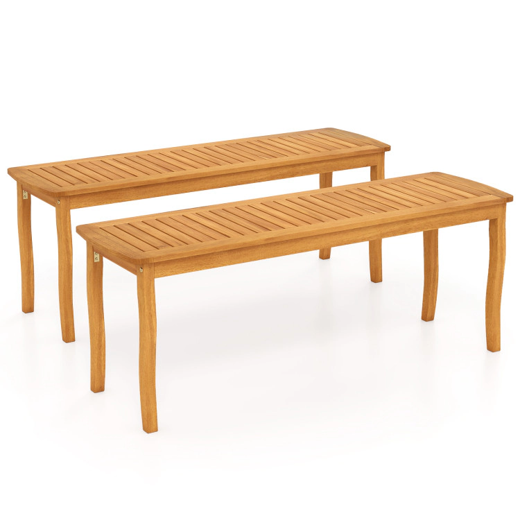 Hivvago Acacia Wood Outdoor 48" Long Patio Dining Bench